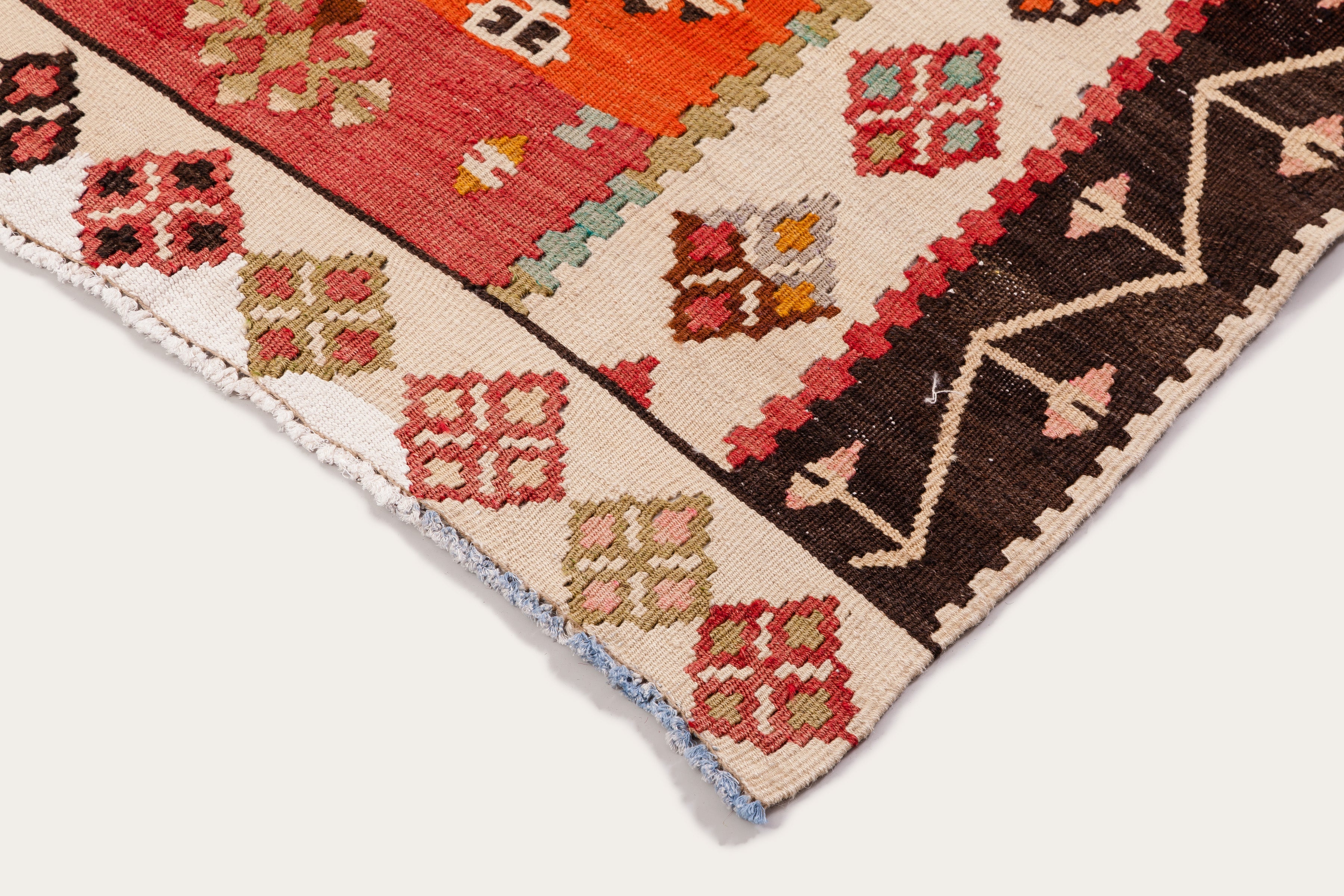 Vintage Kilim Teppich Wolle Mehrfarbig