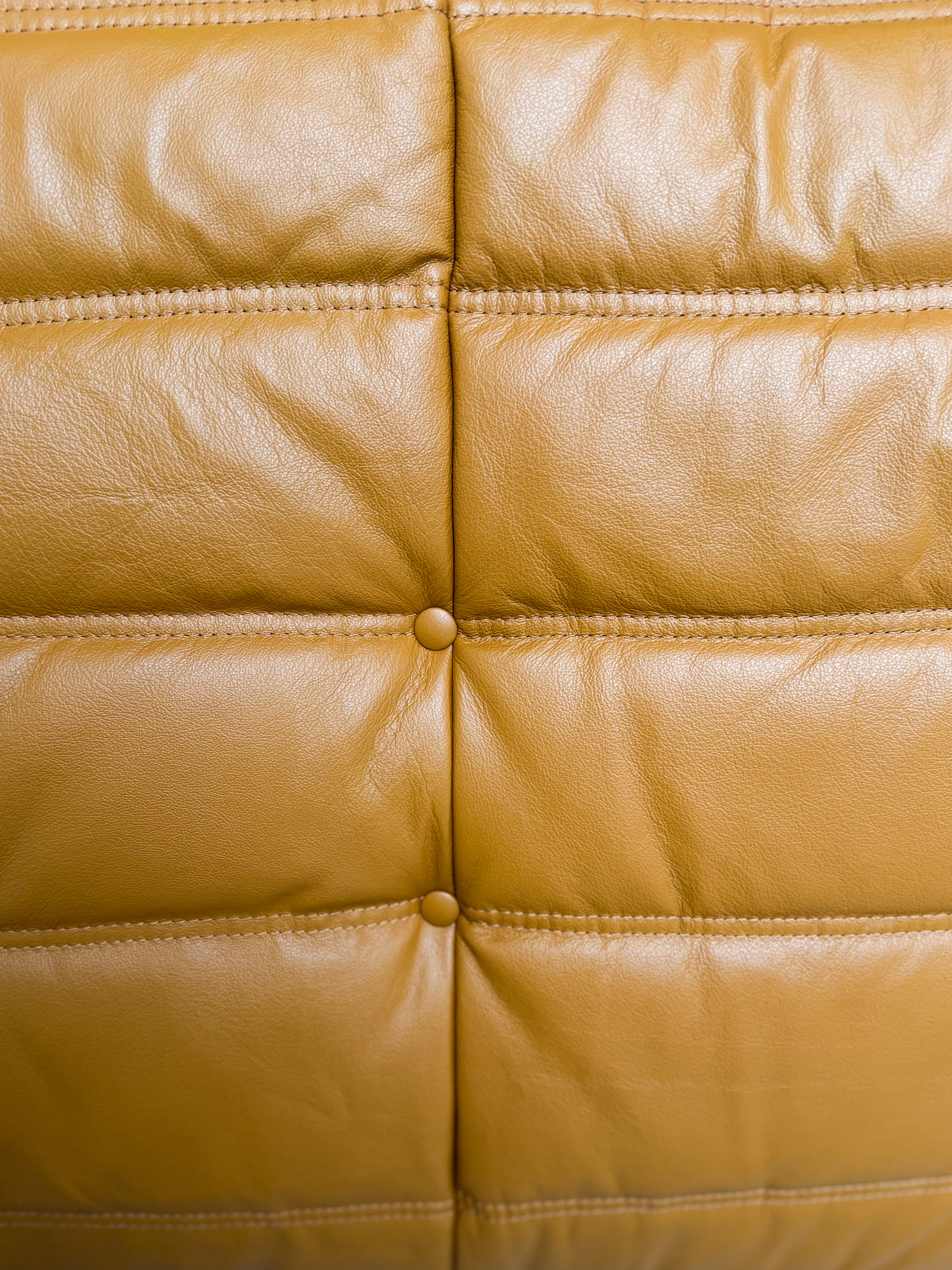 Togo Sofa 3-Sitzer Hochglanzleder Cognac Hell