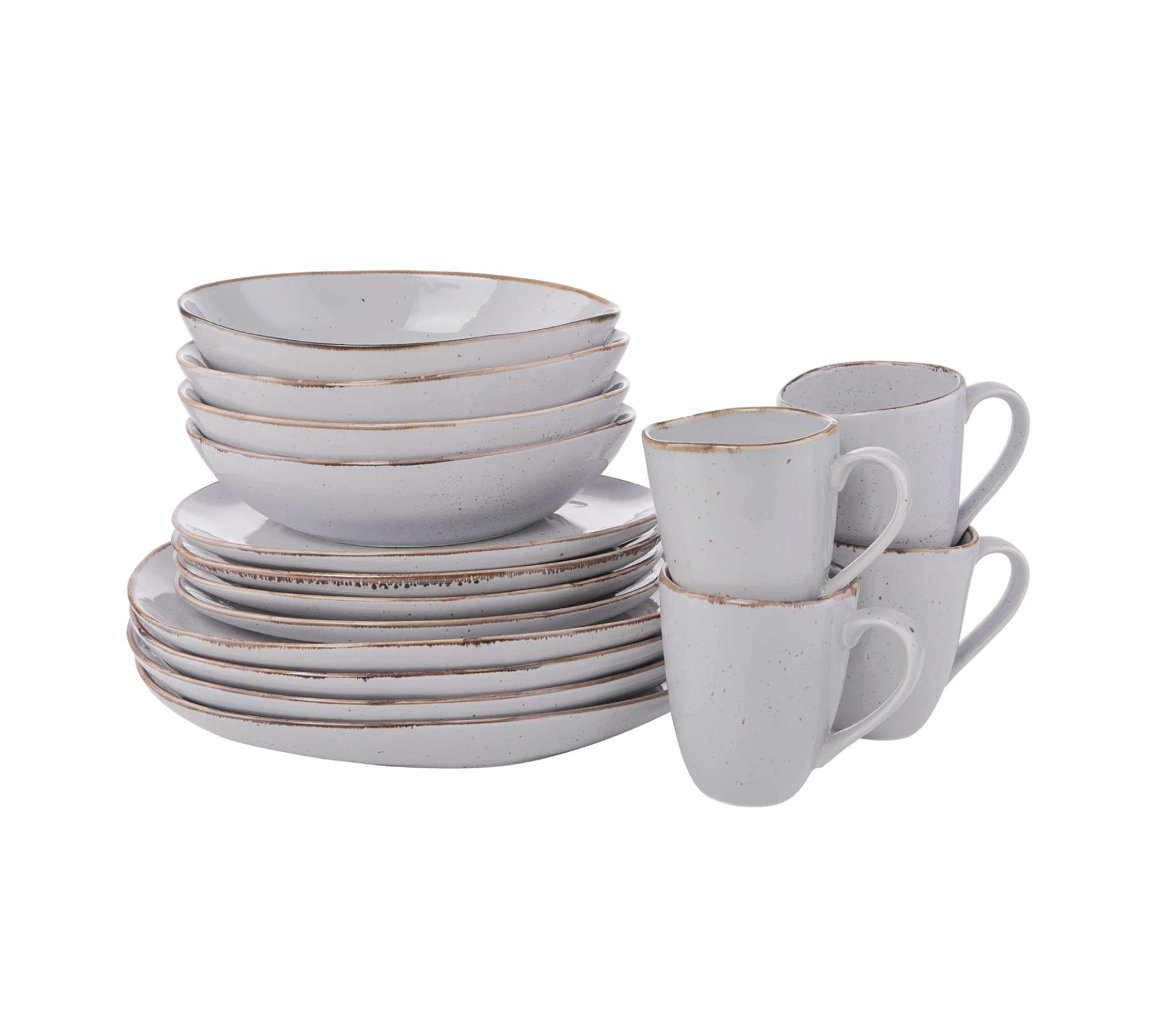 Geschirr-Set (16-tlg.) Porzellan Grau