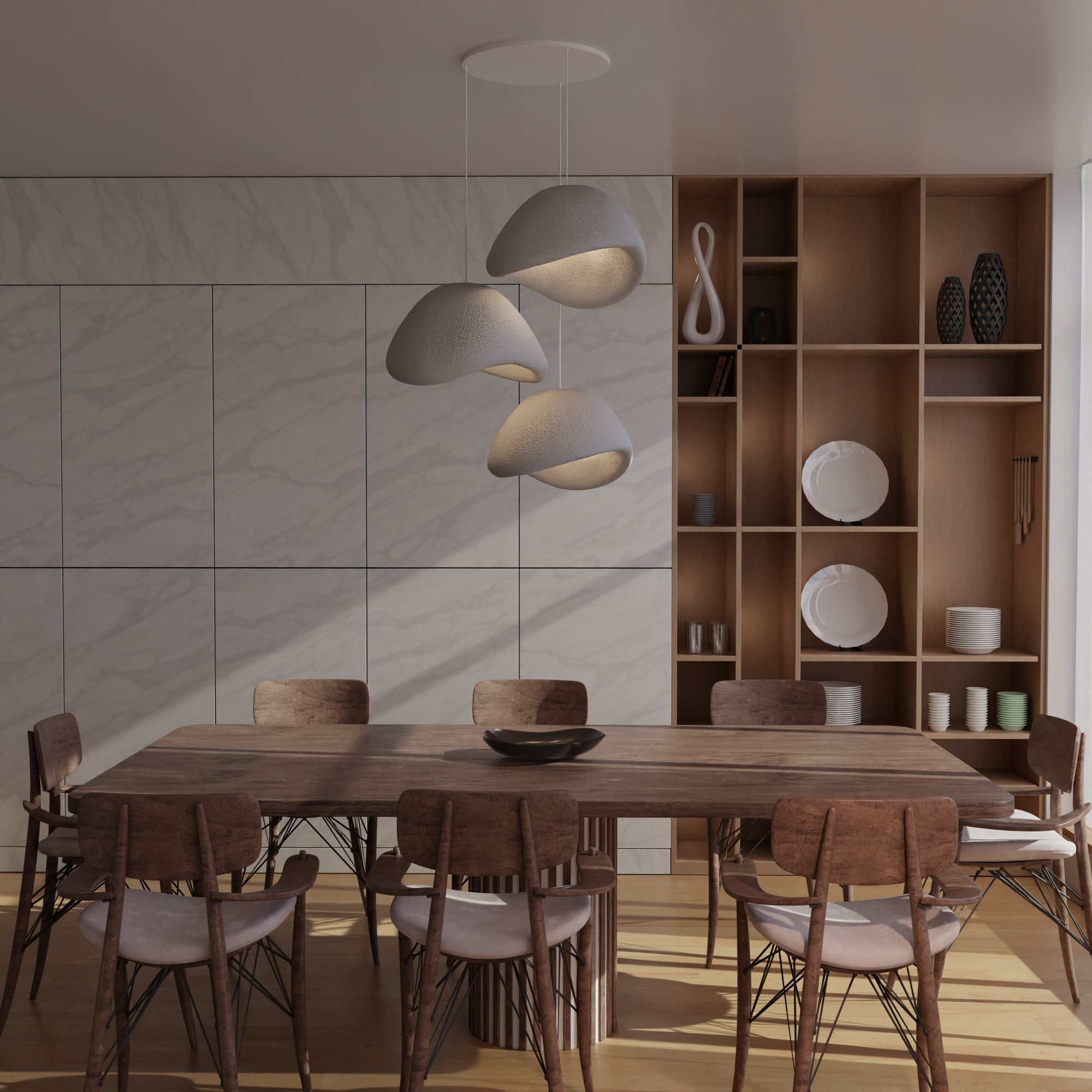 3-Flammig Wabi Sabi Stonefades Pendelleuchte Beton Grau