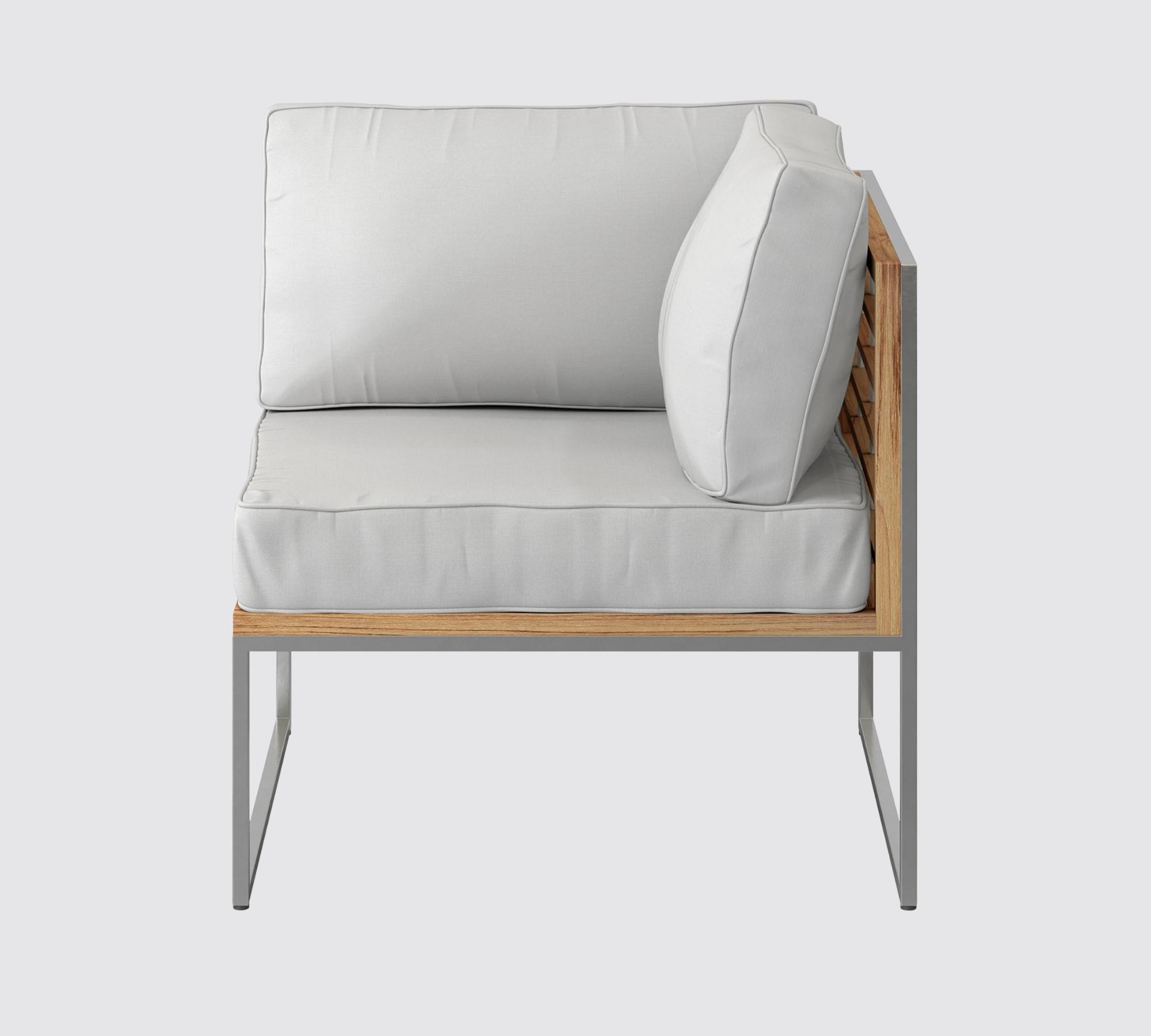 Loungeecke aus gebürstetem Edelstahl mit Teak 