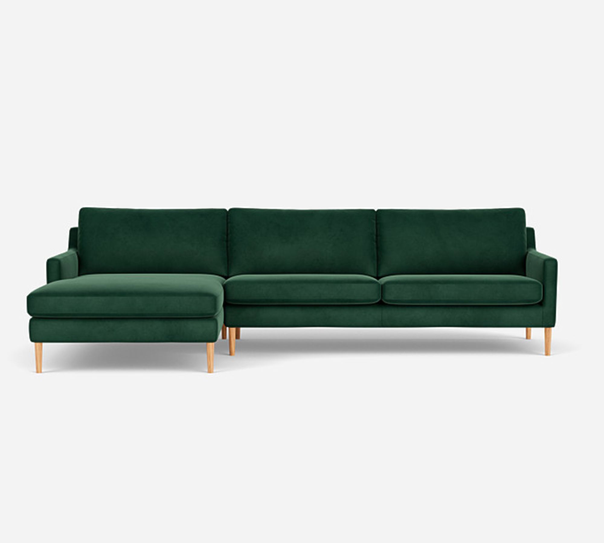 Astha 3-Sitzer Sofa Récamiere Links Velours Lux Dark Green