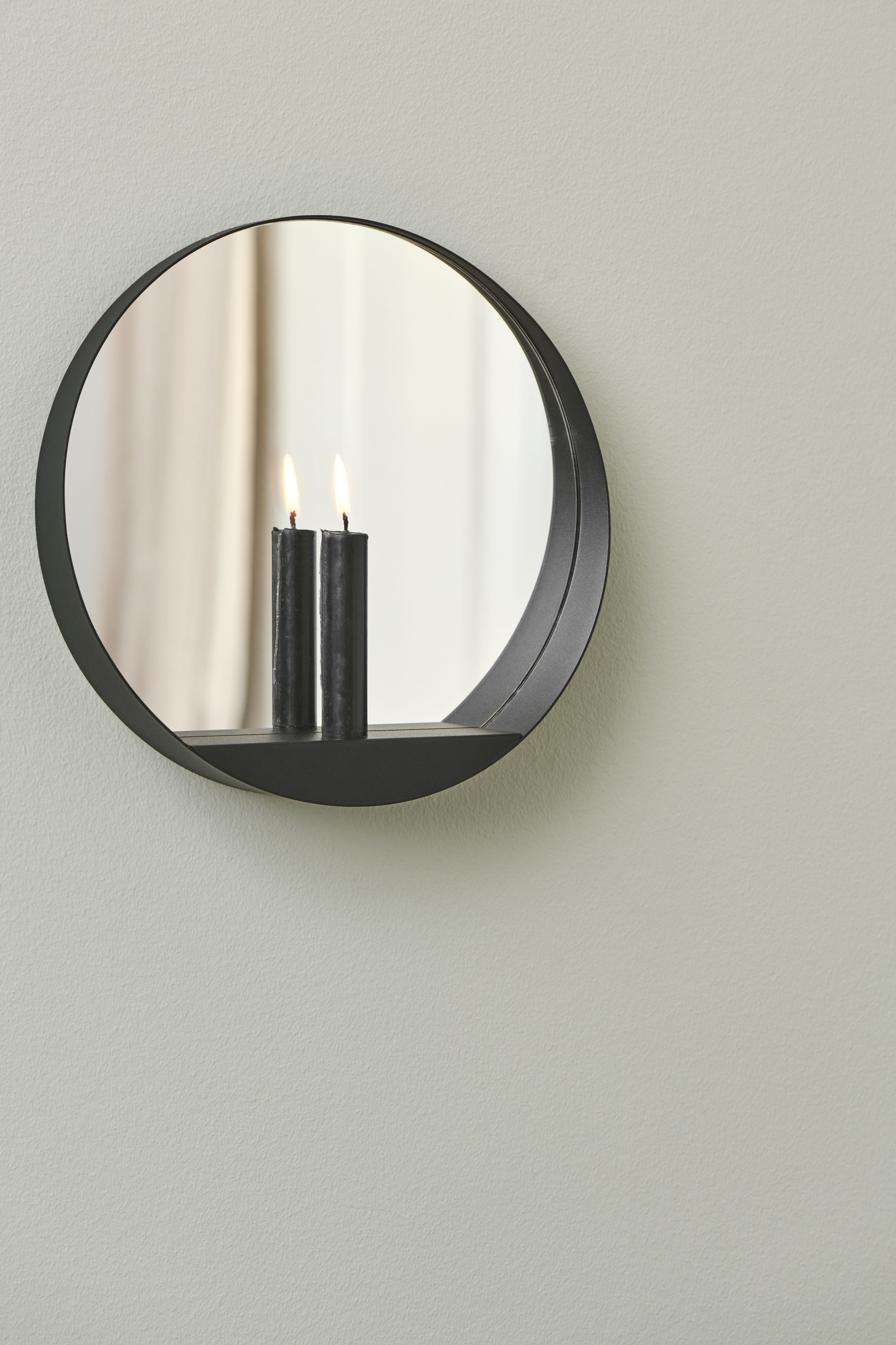 Glim Candle holder Mirror glass Steel Black