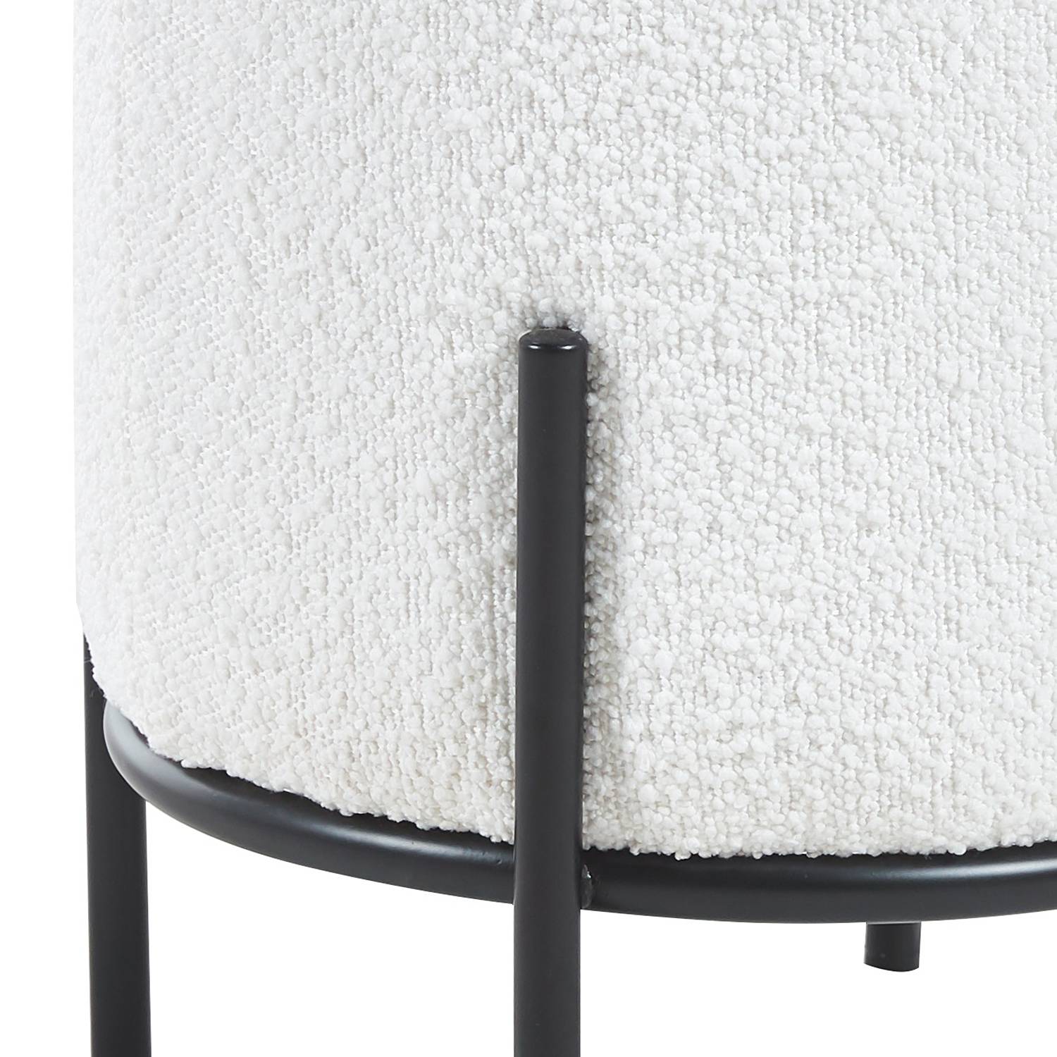 Upholstered stool Bumyra Bouclé White