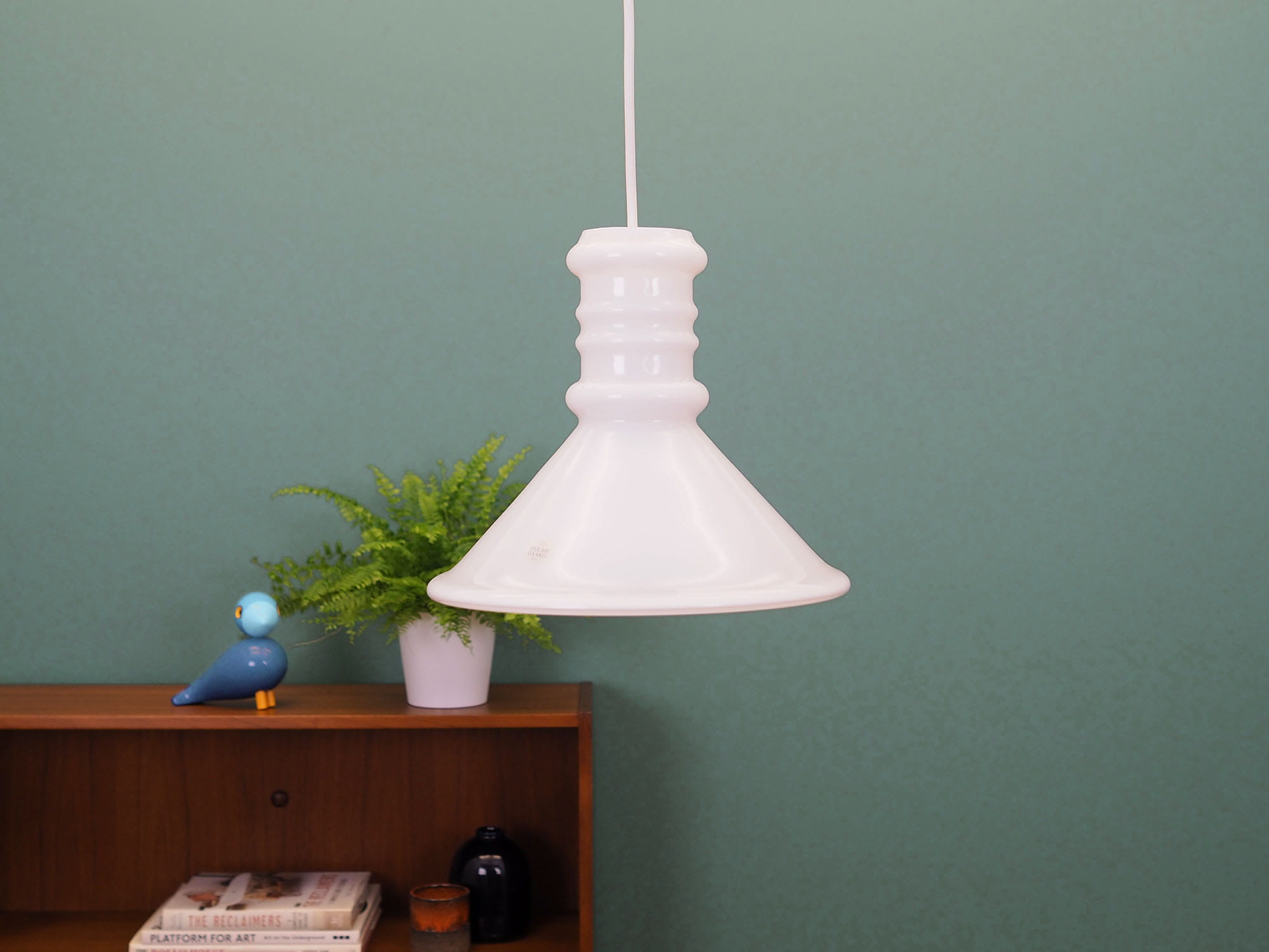 Vintage Pendant Lamp Glass White 1970s