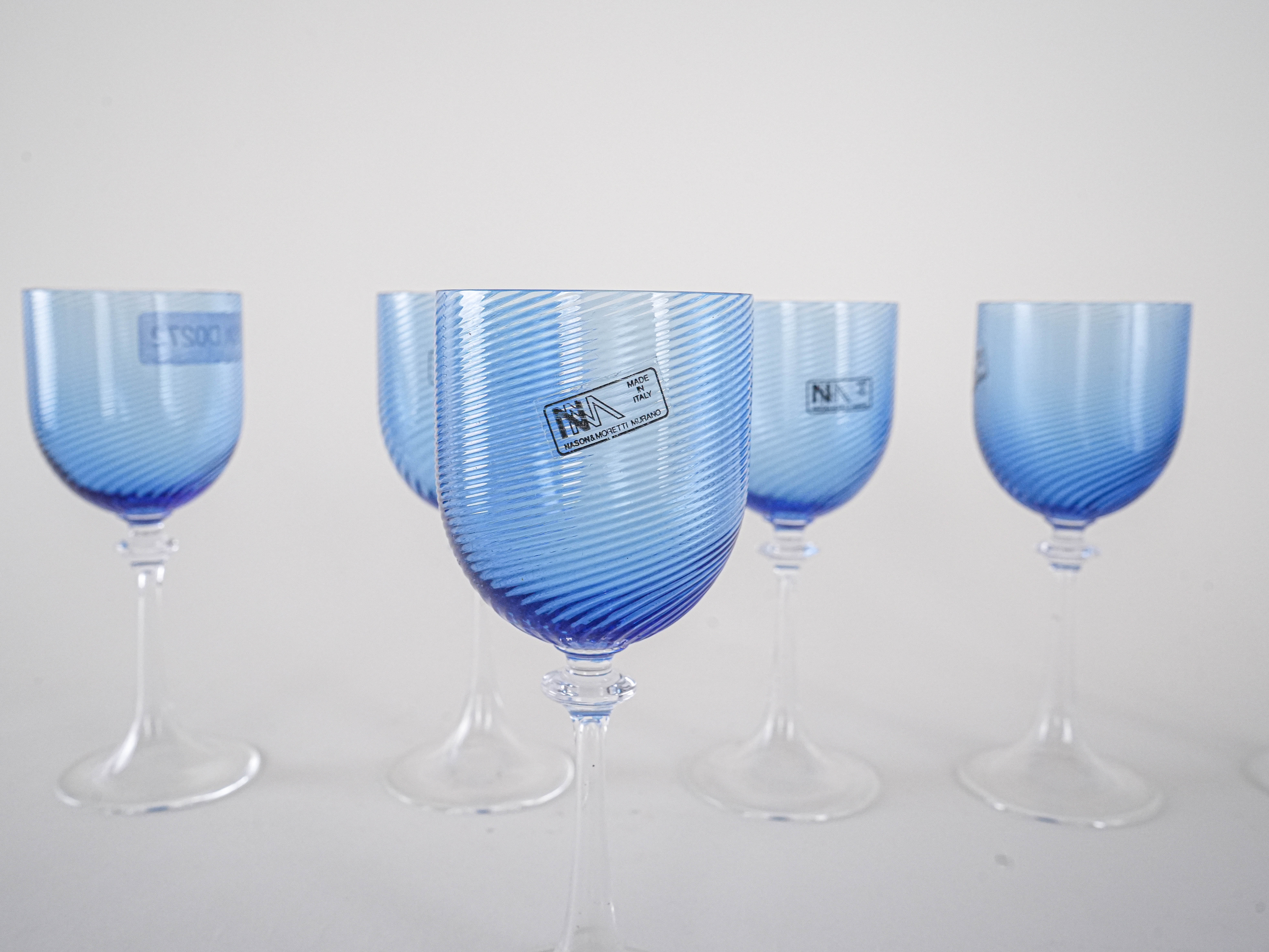 Gläser-Set Muranoglas Blau 1970er Jahre