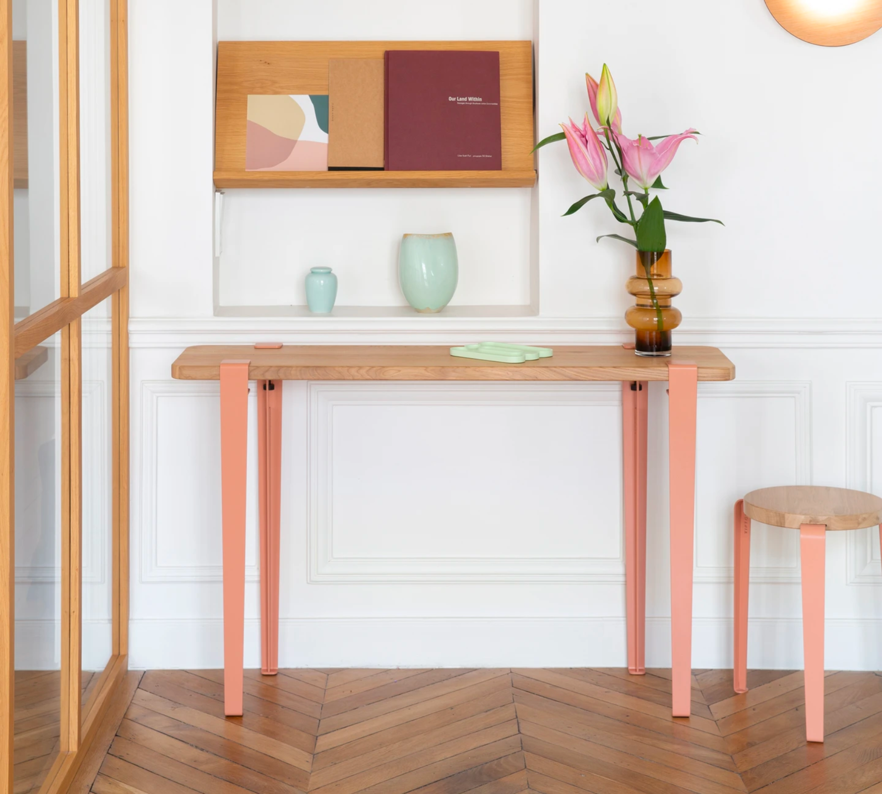 4x Tischbein Stahl Rosa