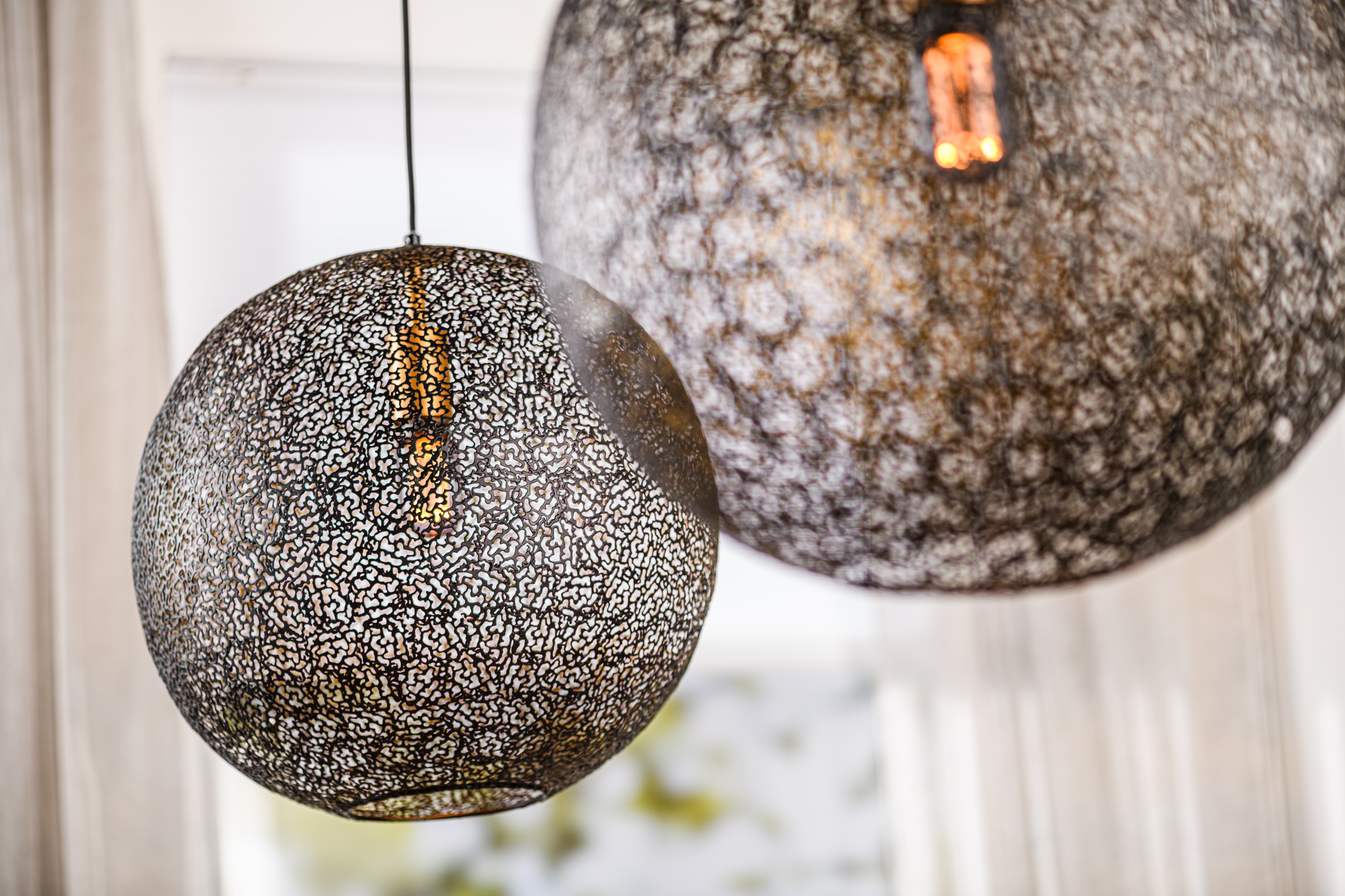 Pendant lamp 2-light metal black