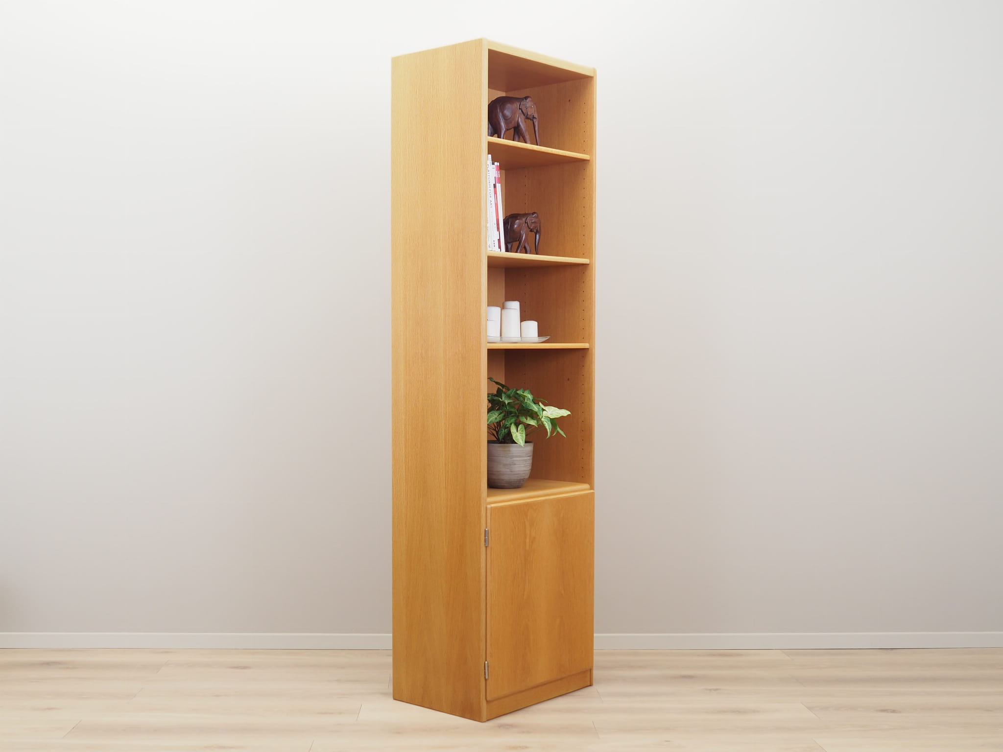 Vintage bookshelf, ash wood, brown, 1960s