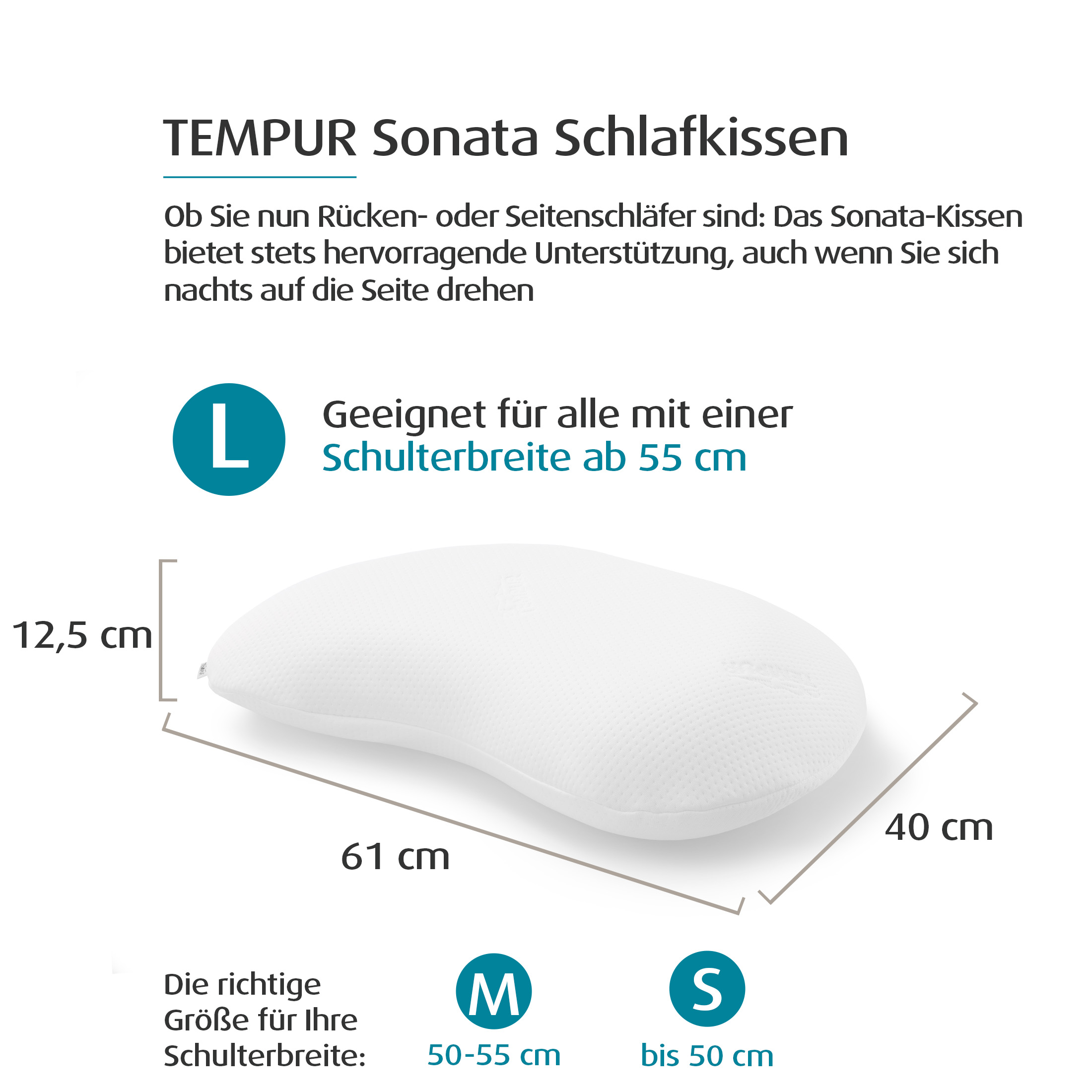TEMPUR® Sonata ergonomisches Nackenstützkissen in L