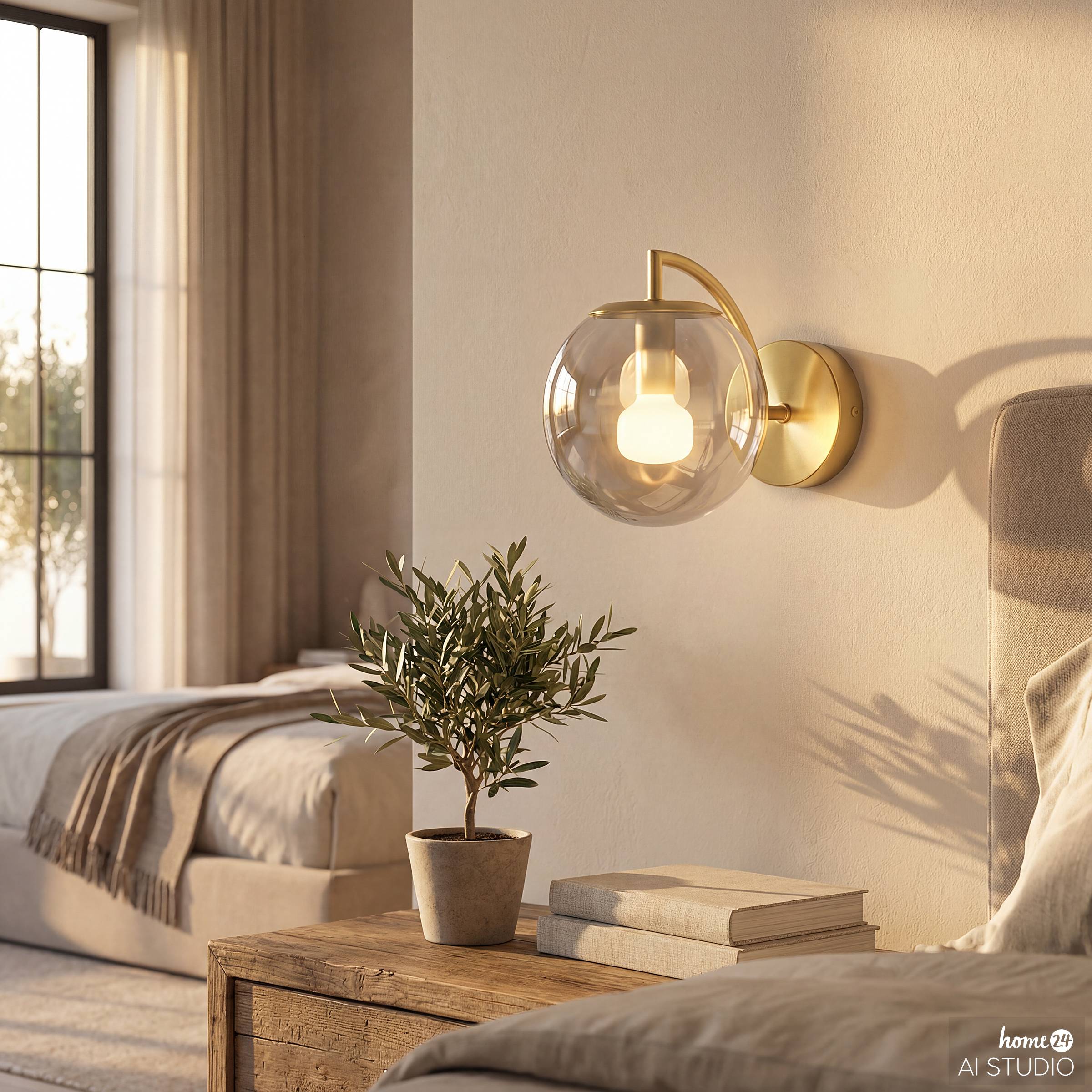 CARTY Wall lamp 1-light glass iron grey