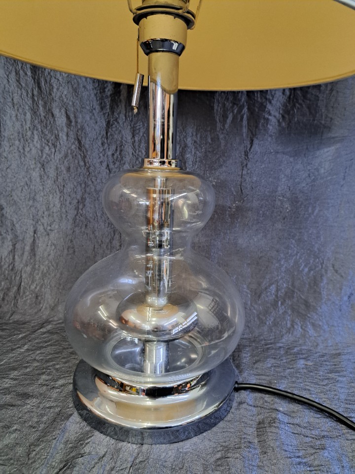 Vintage Tischlampe Glas Chrom Silber