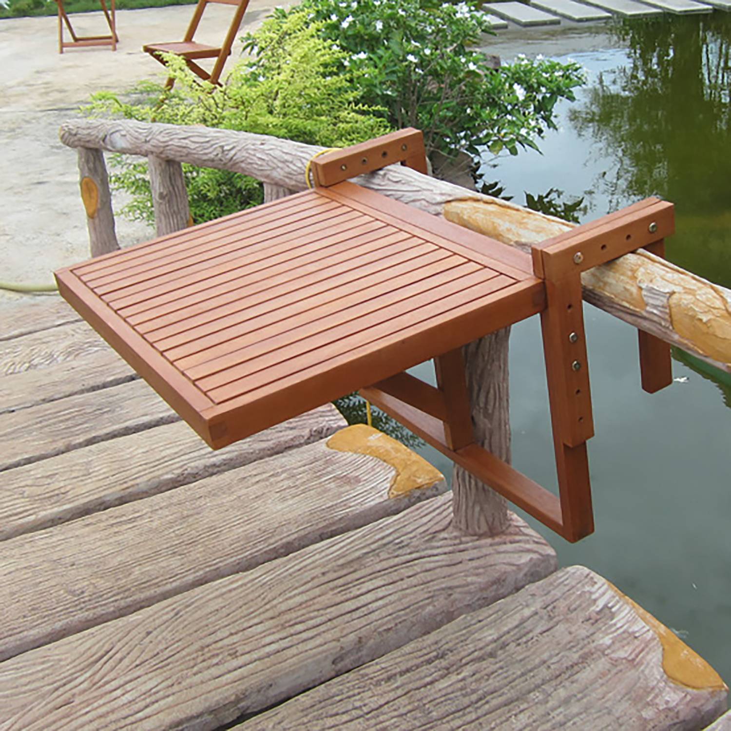 3x Balkon-Hängetischset Berkeley Eukalyptus Braun
