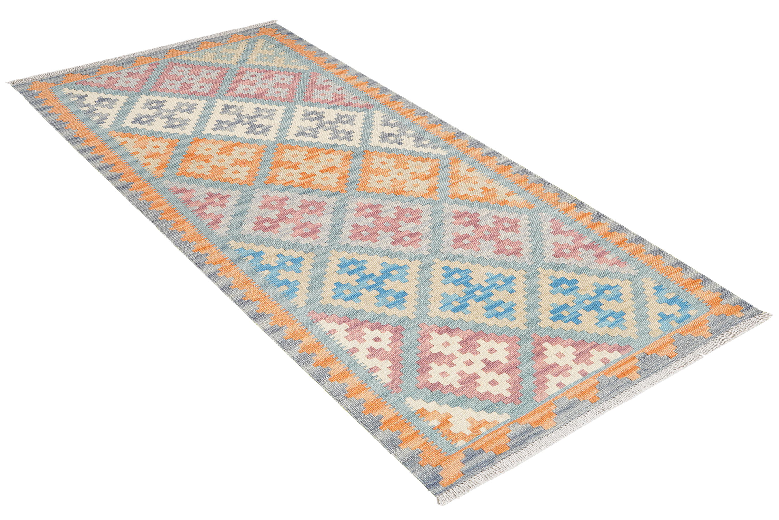 Kelim Gashgai Teppich Wolle Blau