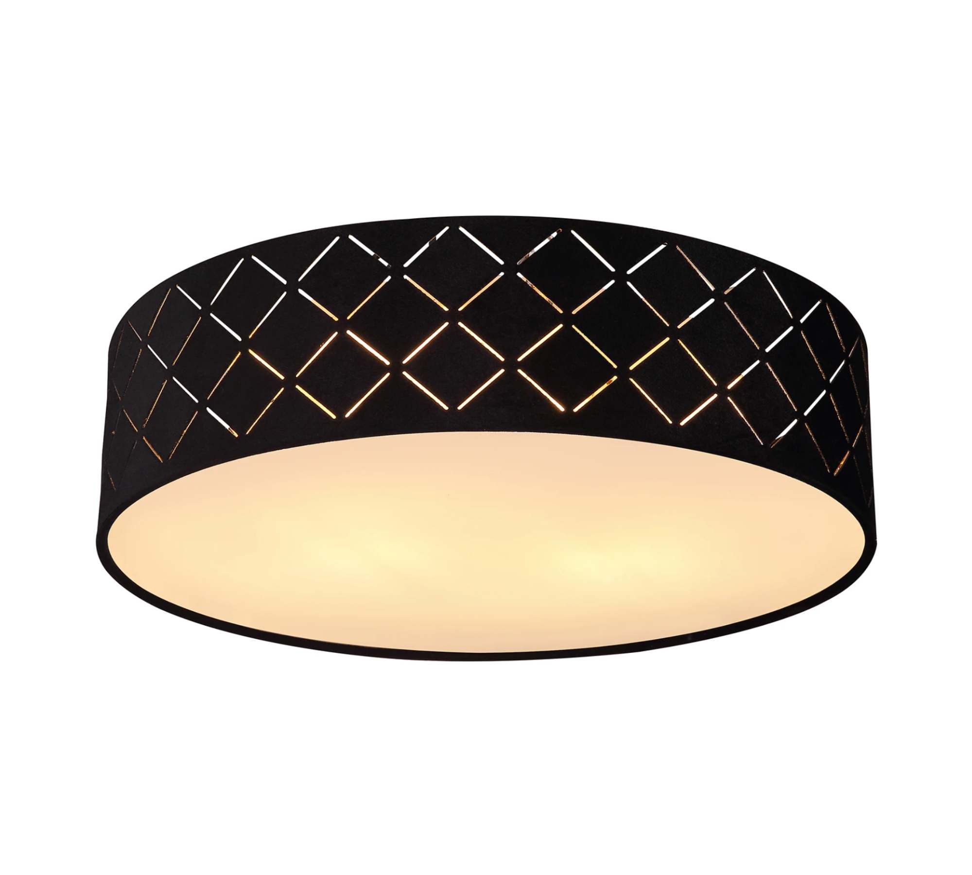 2-light ceiling lamp mixed fabric metal black
