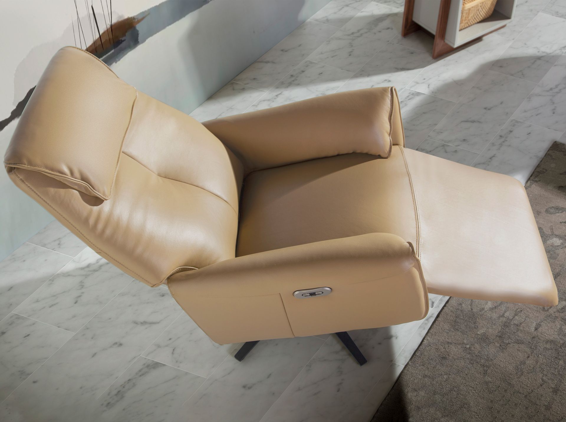 Poltrona relax 5086 Girevole Pelle Sabbia