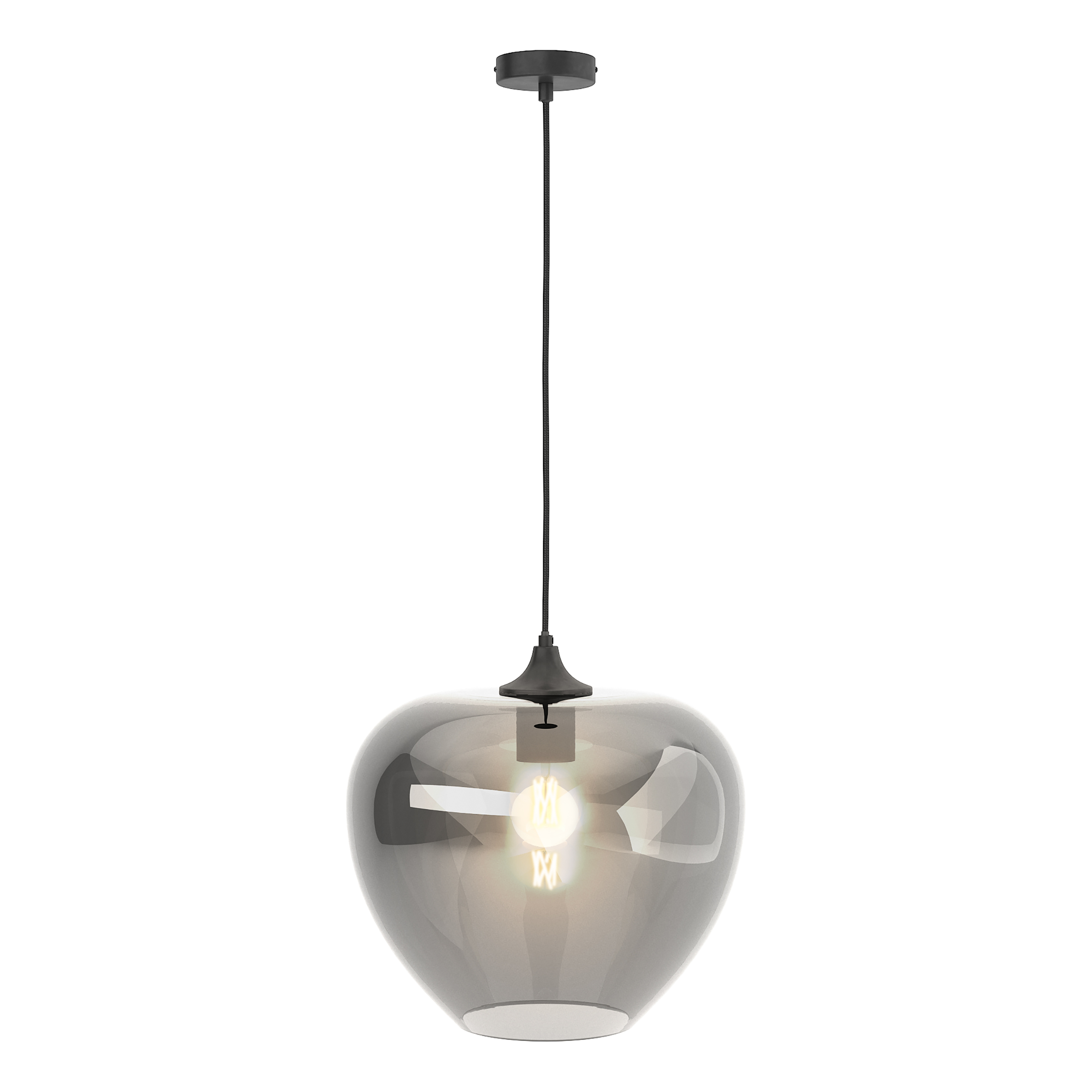 ARA 1-light pendant lamp smoked glass iron grey