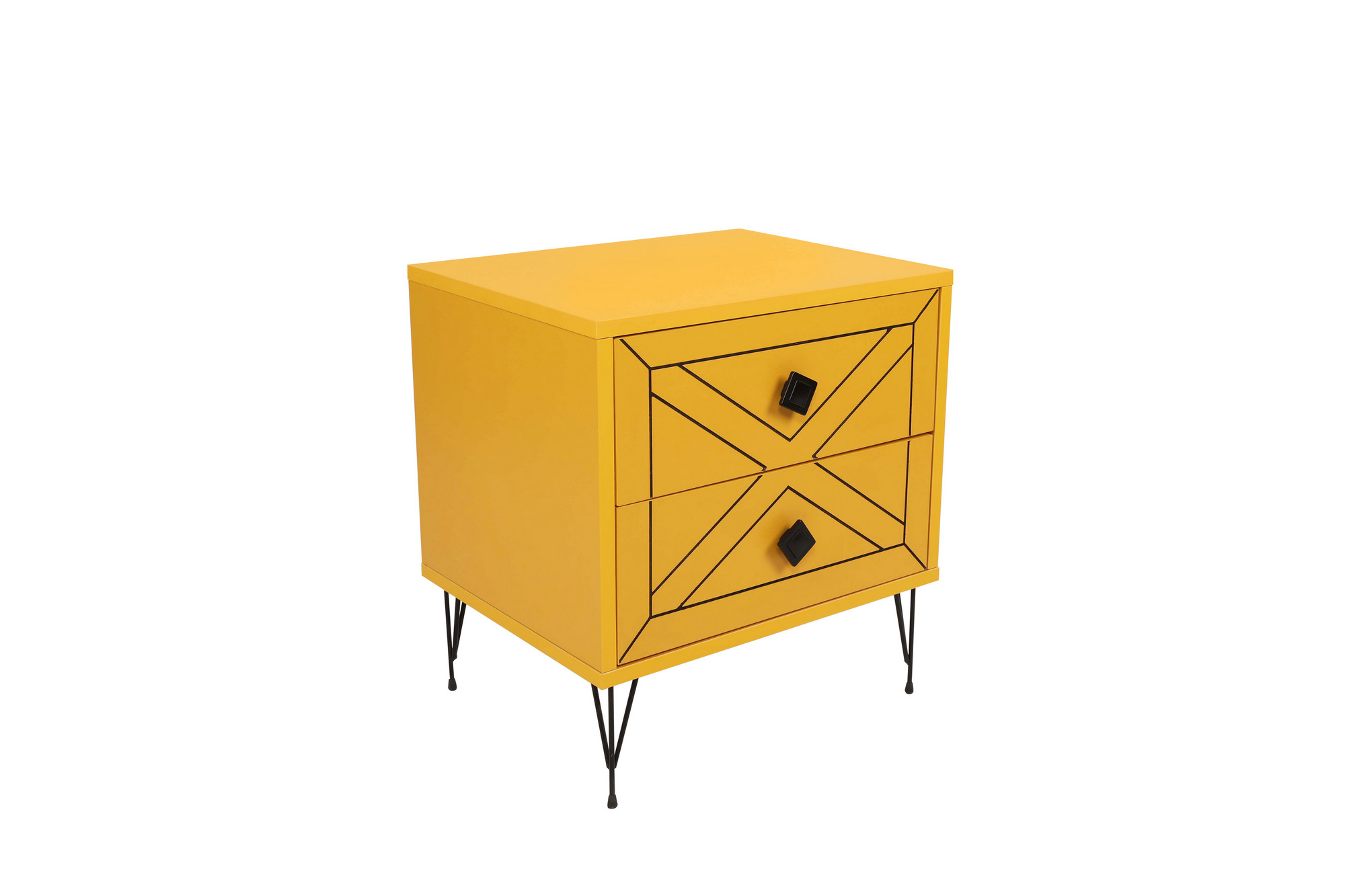 Luna bedside table wood veneer yellow