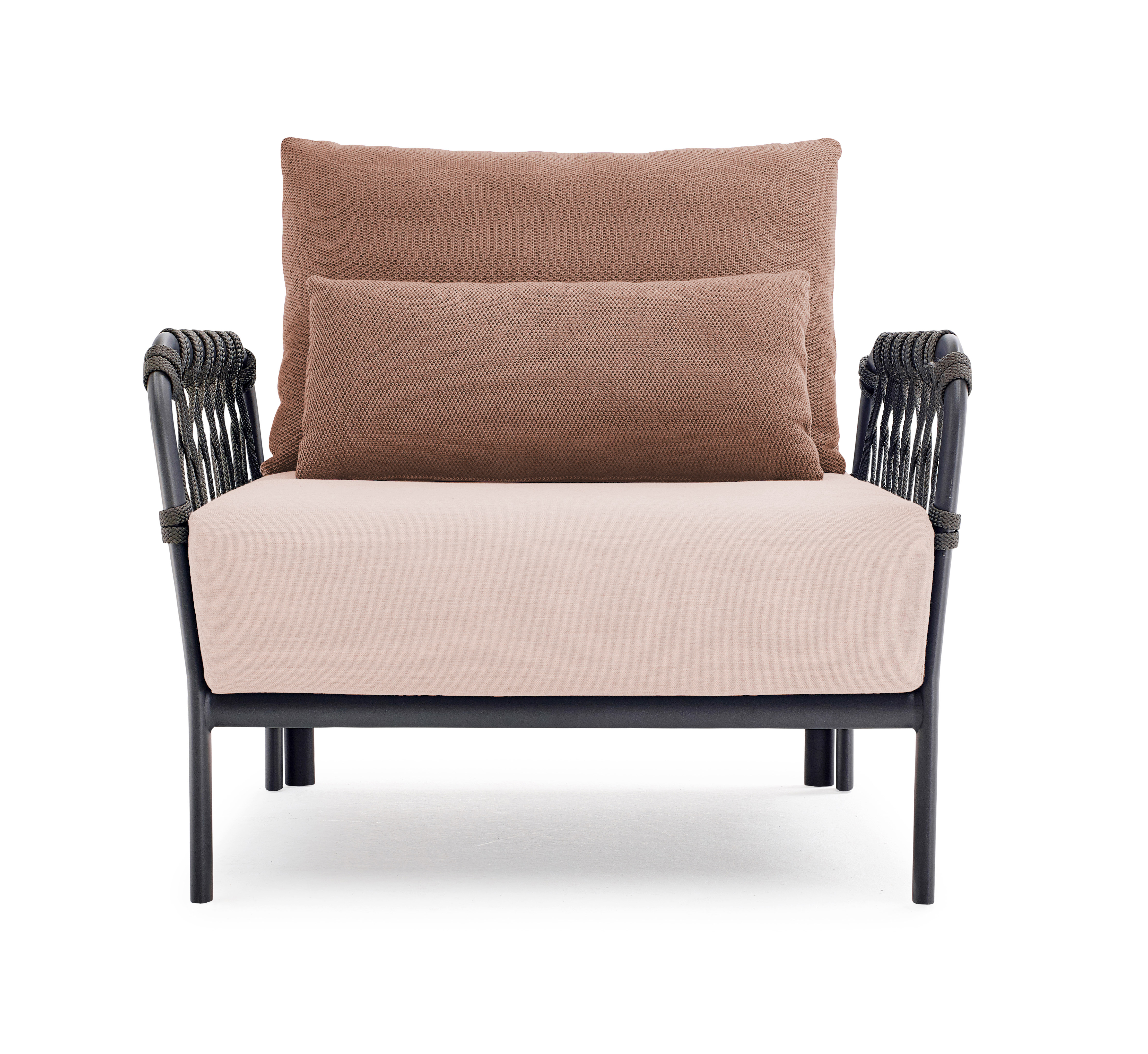 2x Caro Garten Loungesessel Anthrazit Pfirsichfarbig
