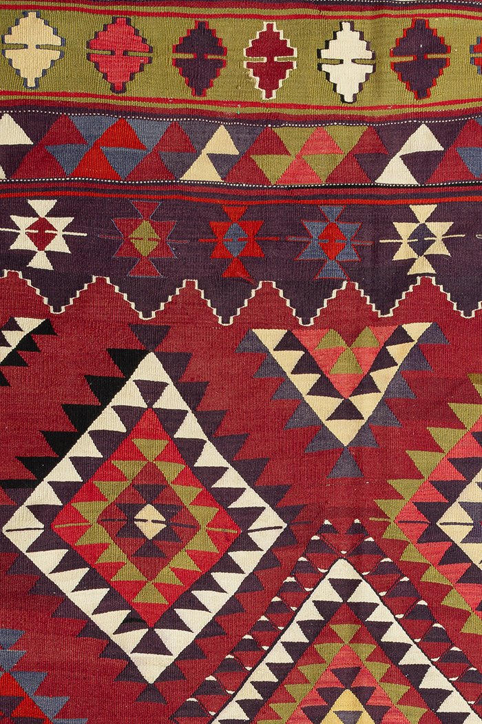 Vintage Kilim Teppich Wolle Mehrfarbig