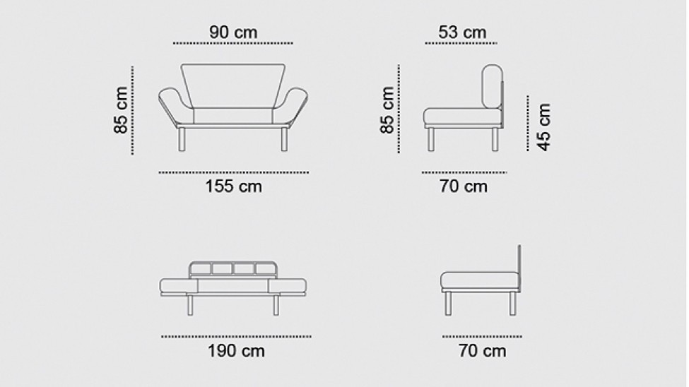 Nitta Schlafsofa 2-Sitzer Grau