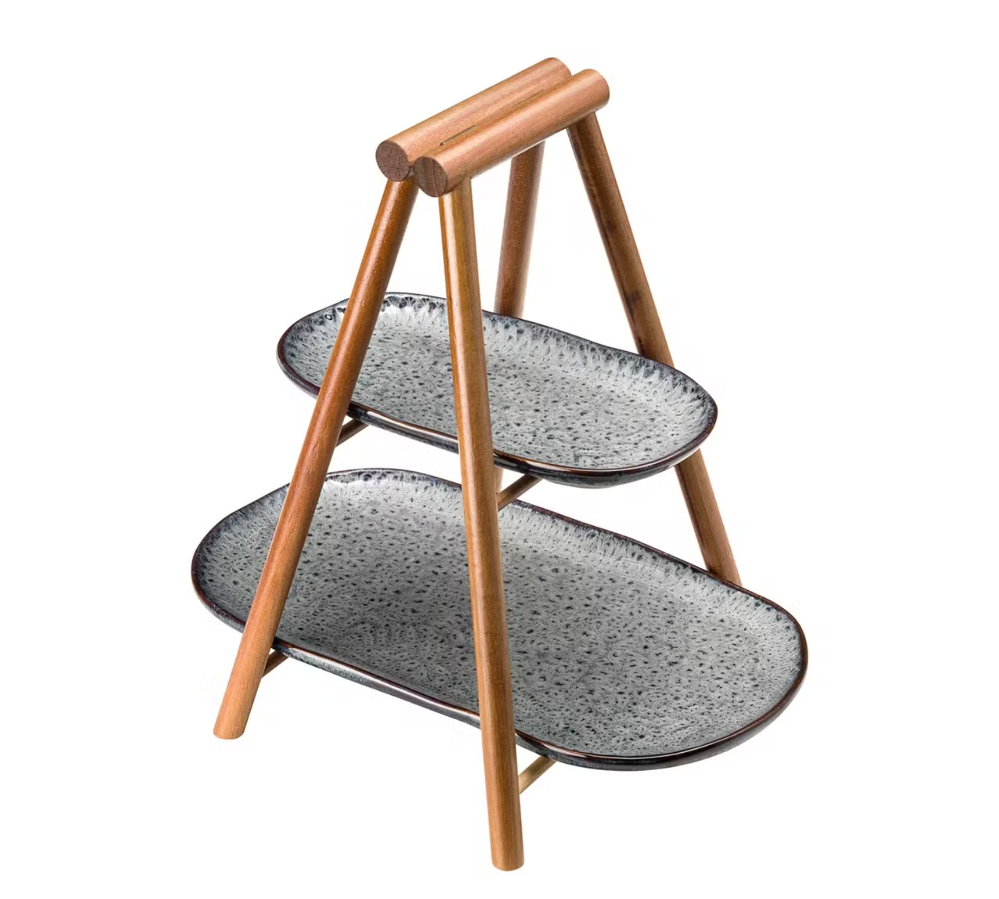Matera Etagere Keramik Akazienholz Grau