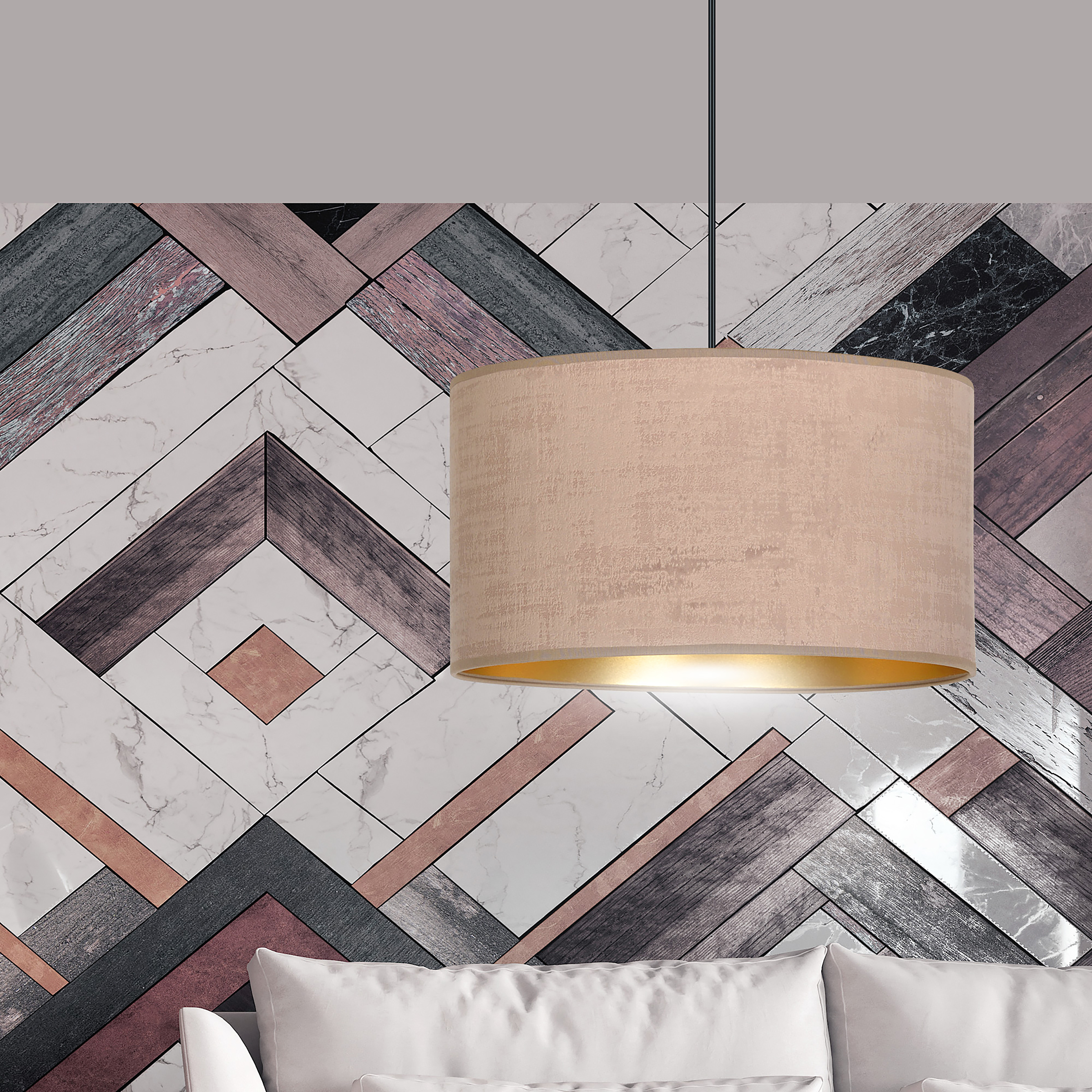 Hilde Type A Pendant Light 1-bulb Cotton Fabric Dusty Pink