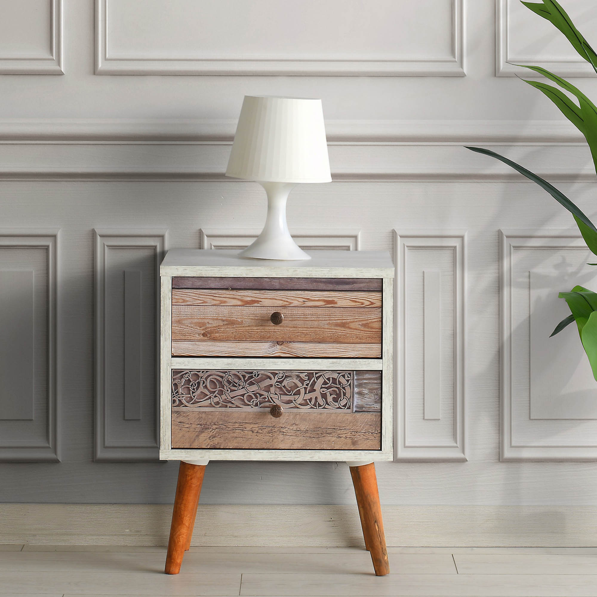 Malmo Nightstand Wood Veneer White