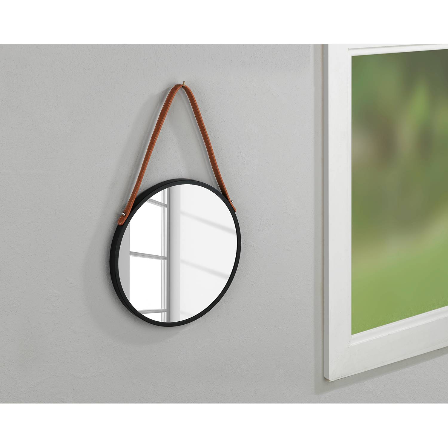 Borrone Wandspiegel Eisen Glas Schwarz Silber Ø30cm