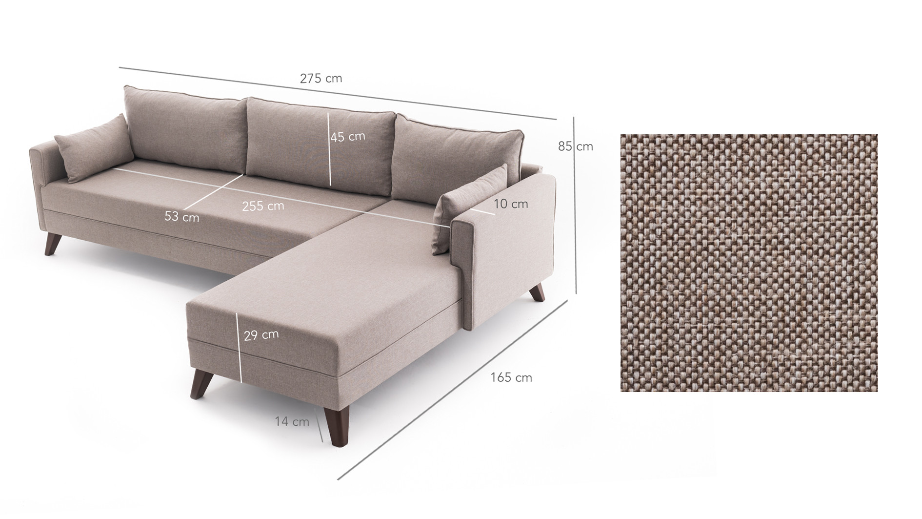 Bella Sofa Récamiere Rechts Creme