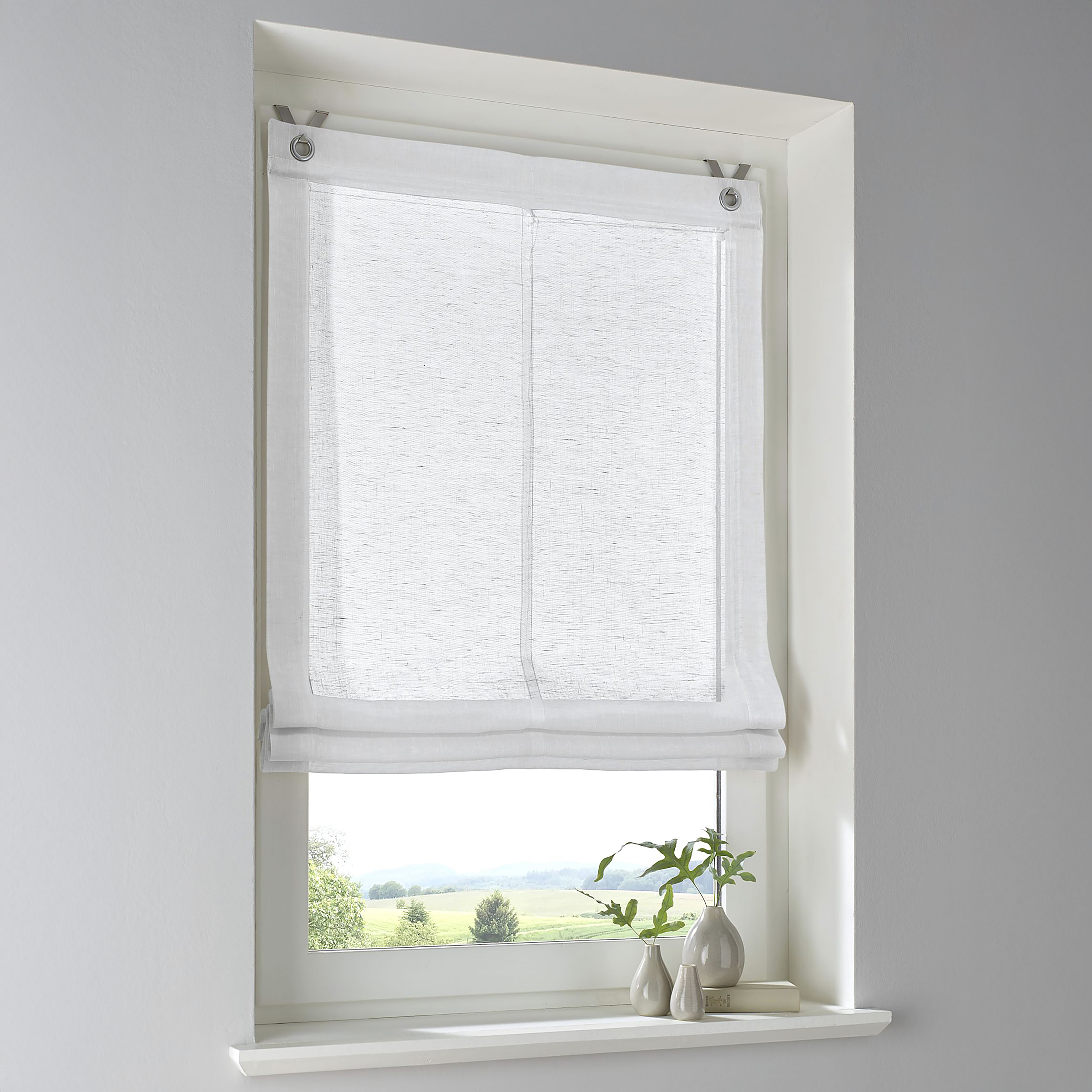 Ösenrollo Brondby Weiß 80 x 140 cm