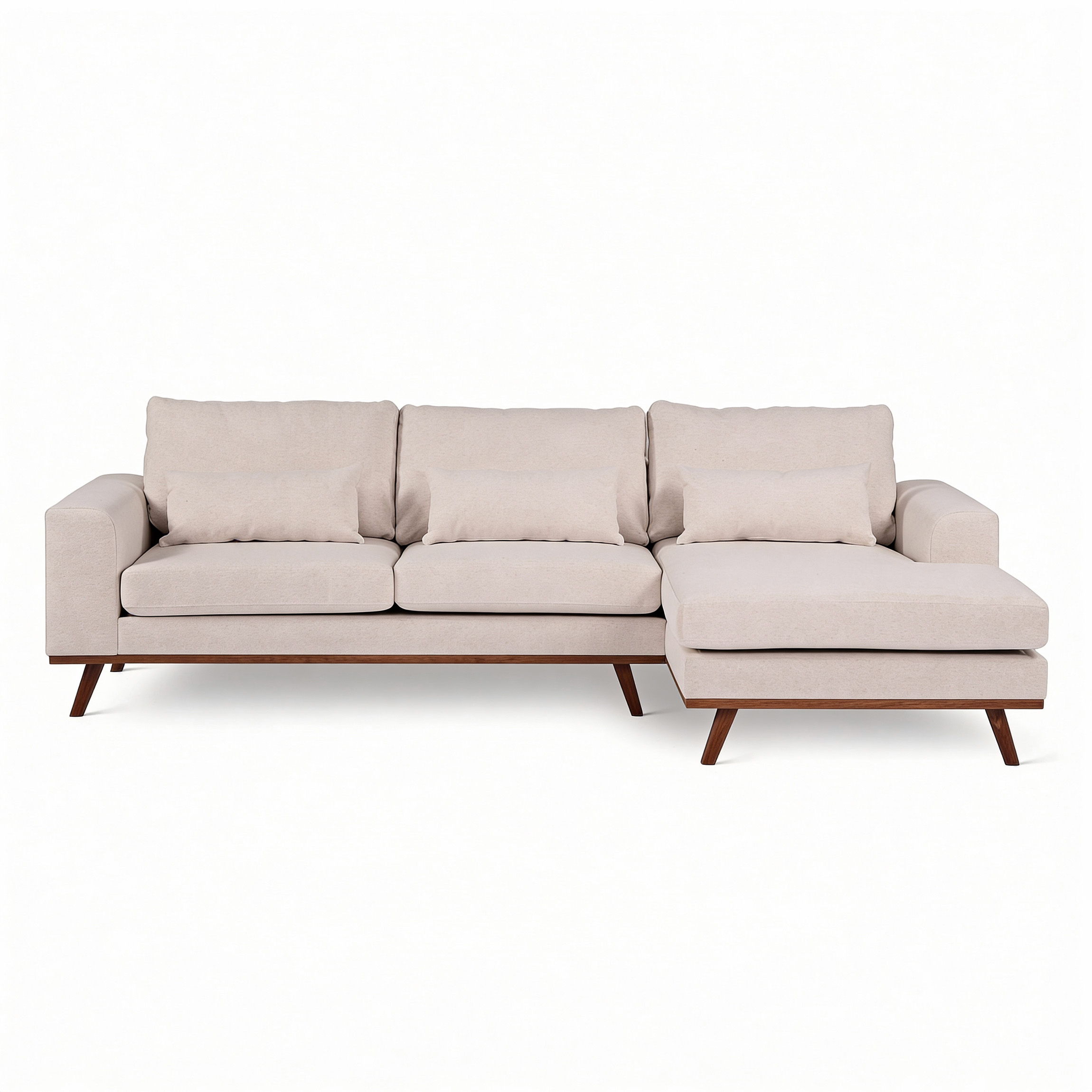 Ecksofa Japandi 3-Sitzer Rechts Beige