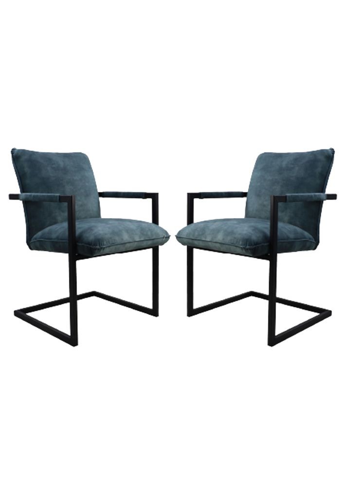 2x Boston Esszimmerstuhl Textil Metall