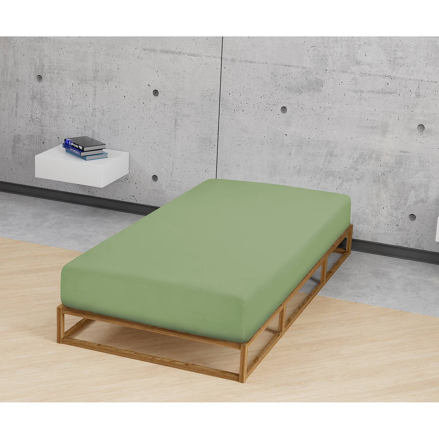 Feinbiber Spannbetttuch Baumwolle Grün 140-160 x 200cm