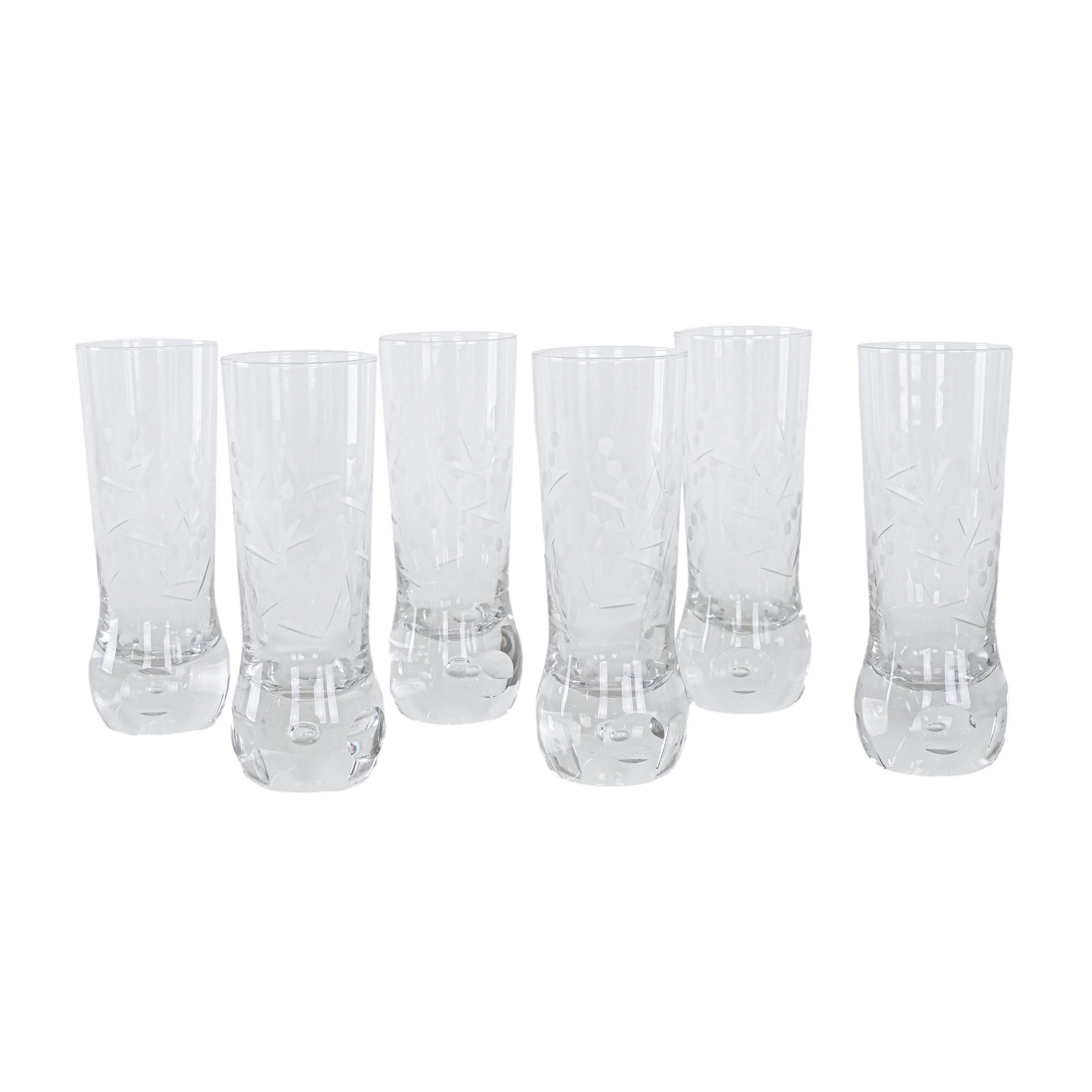Set of 6 glasses transparent 1970s