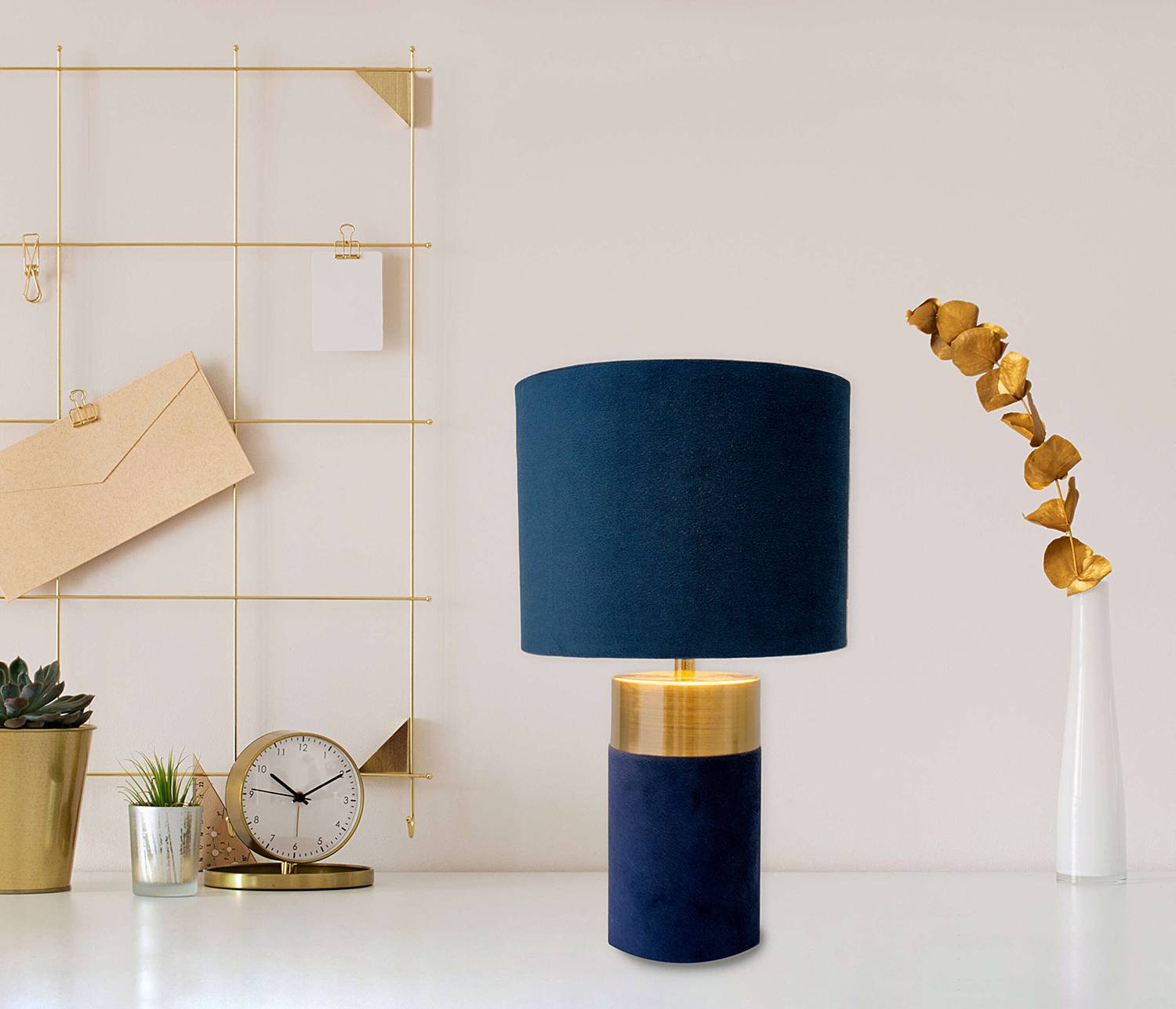 Bordo Table Lamp Iron Textile Fleece Blue