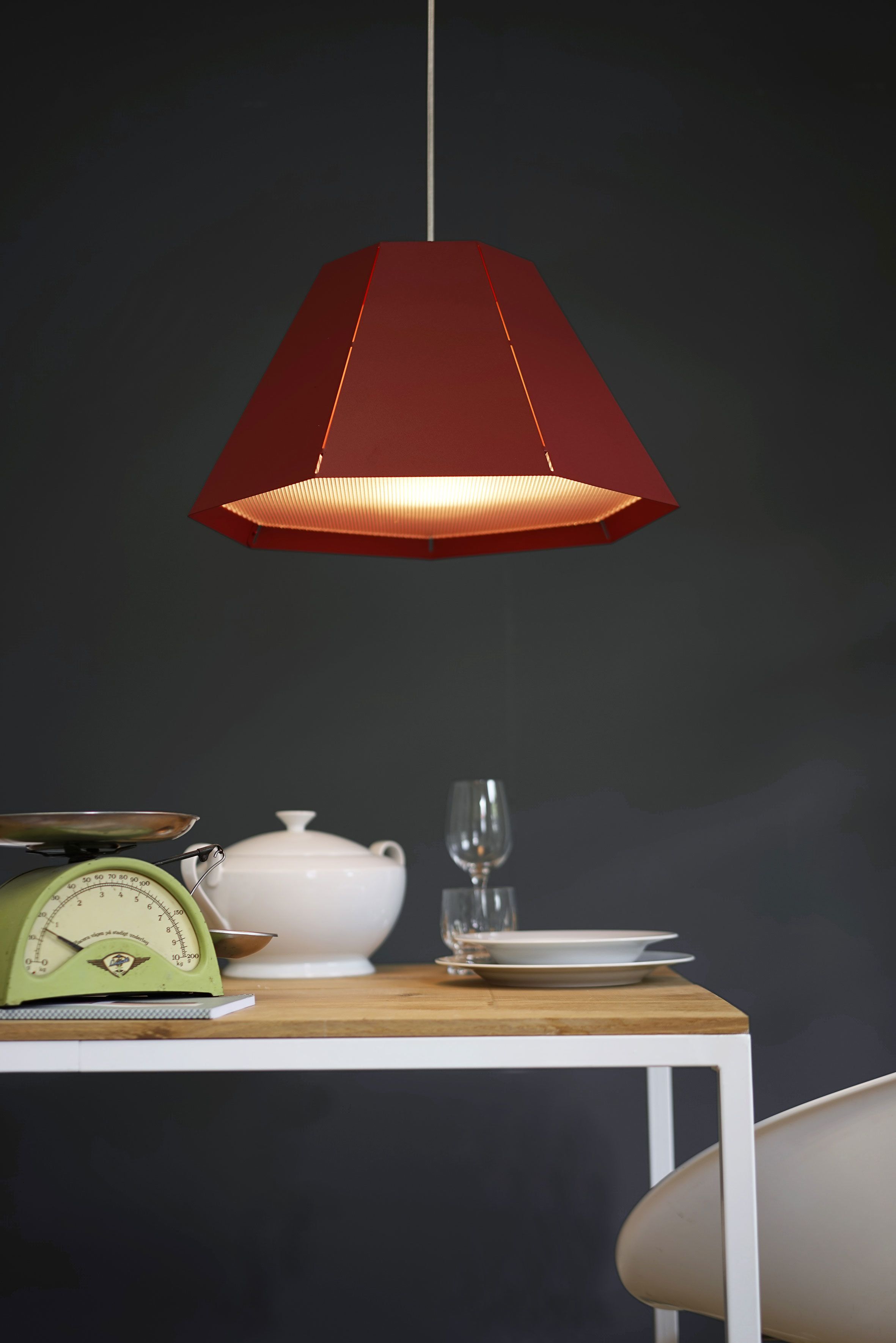 Jeanette Pendelleuchte Metall Glas Rot