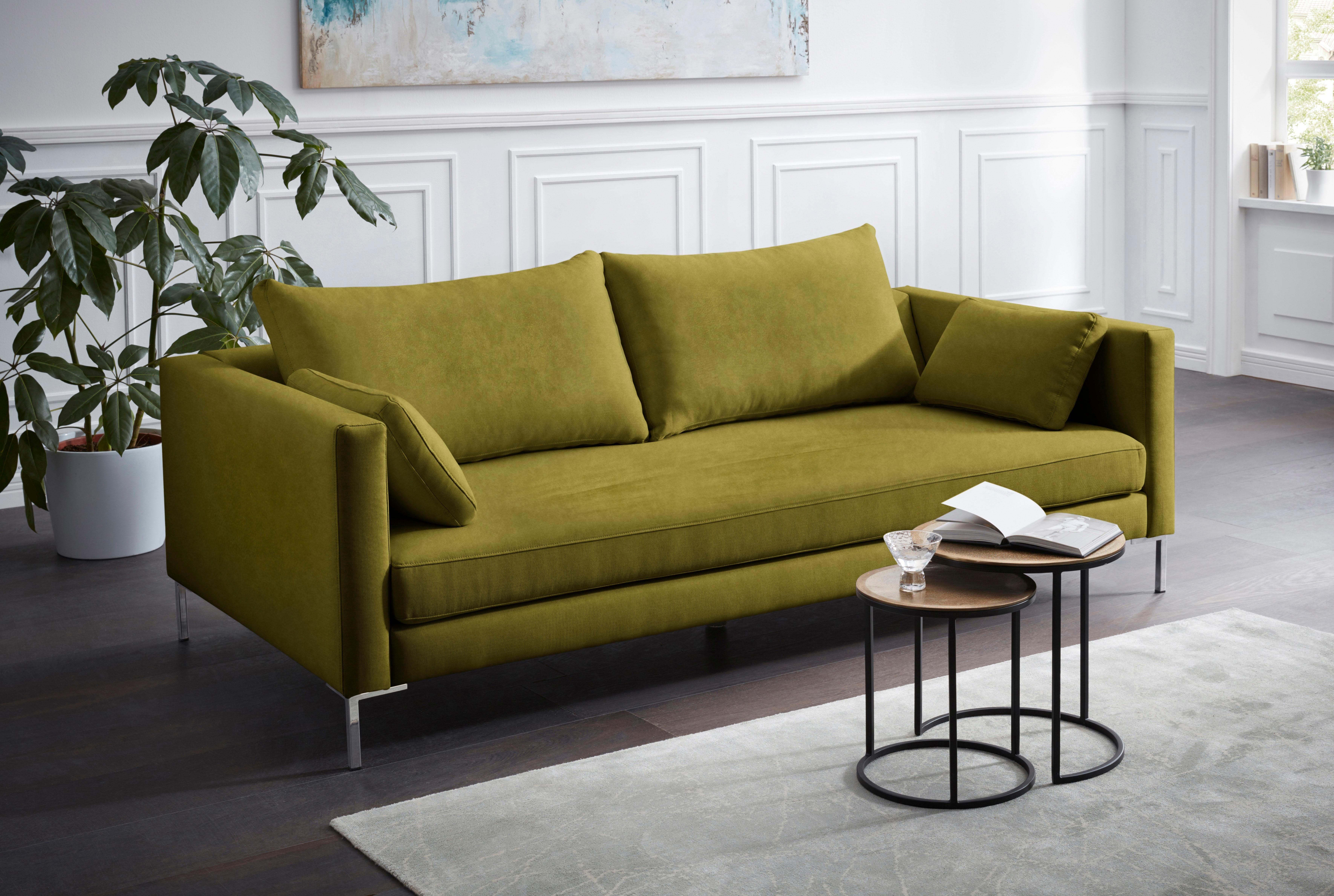 Marinus Sofa 3-Sitzer Samt Metall Grün