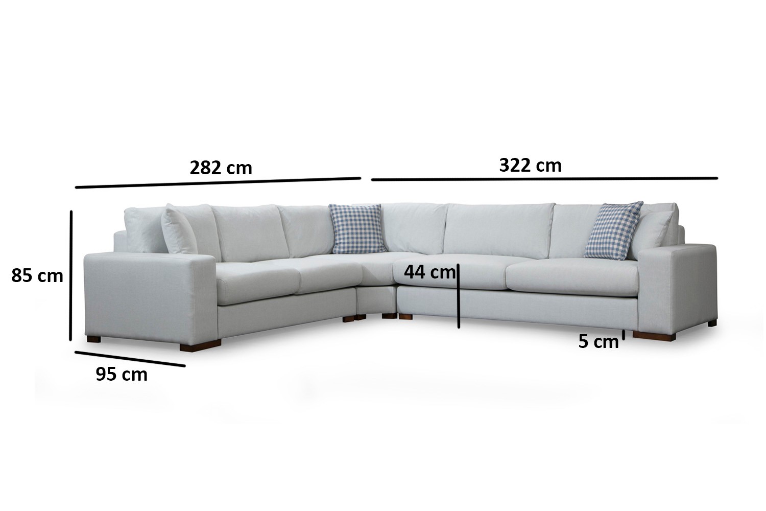 Modernes Ecksofa Hellgrau