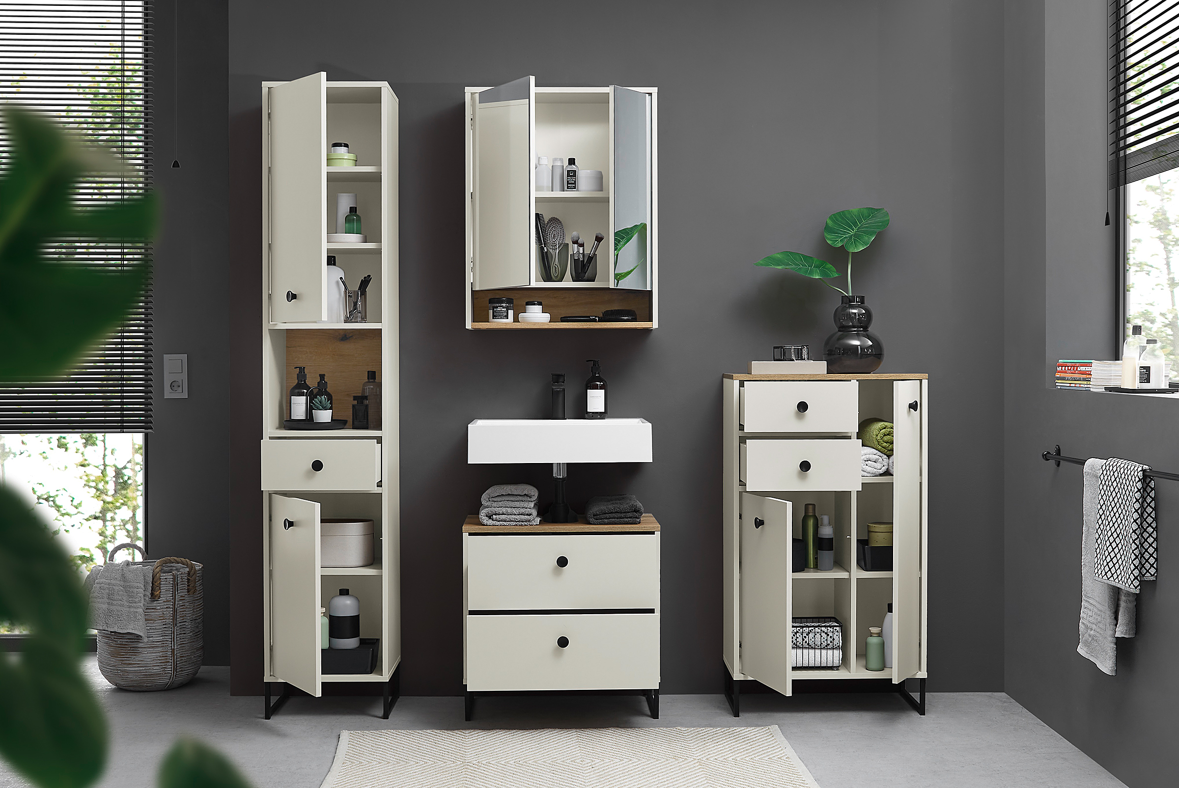 Mirror Cabinet Atuabo Oak Evoke Cashmere Decor