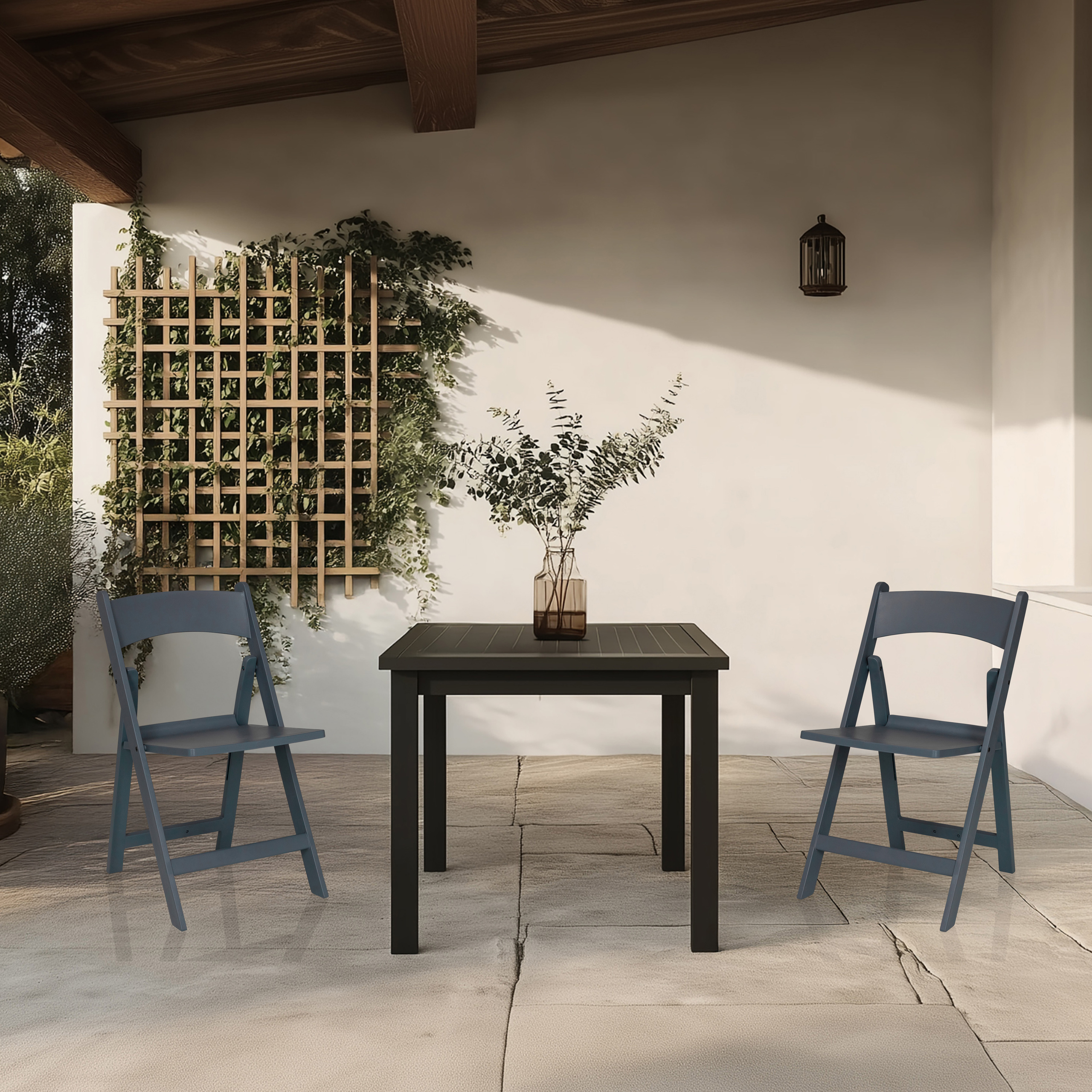 2x Travano Gartenstuhl Kunststoff Grau