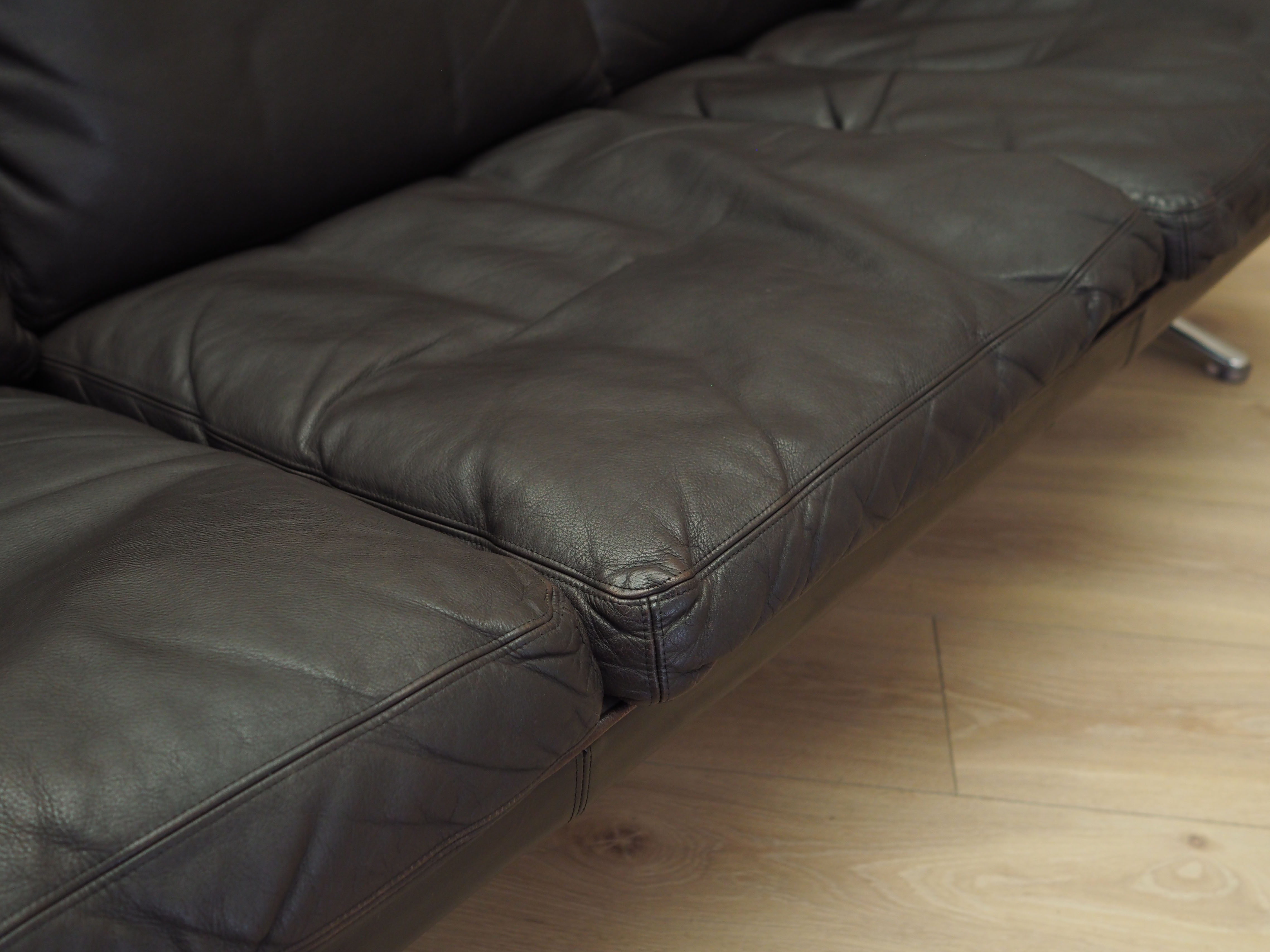 Sofa Leder Braun 1970er Jahre