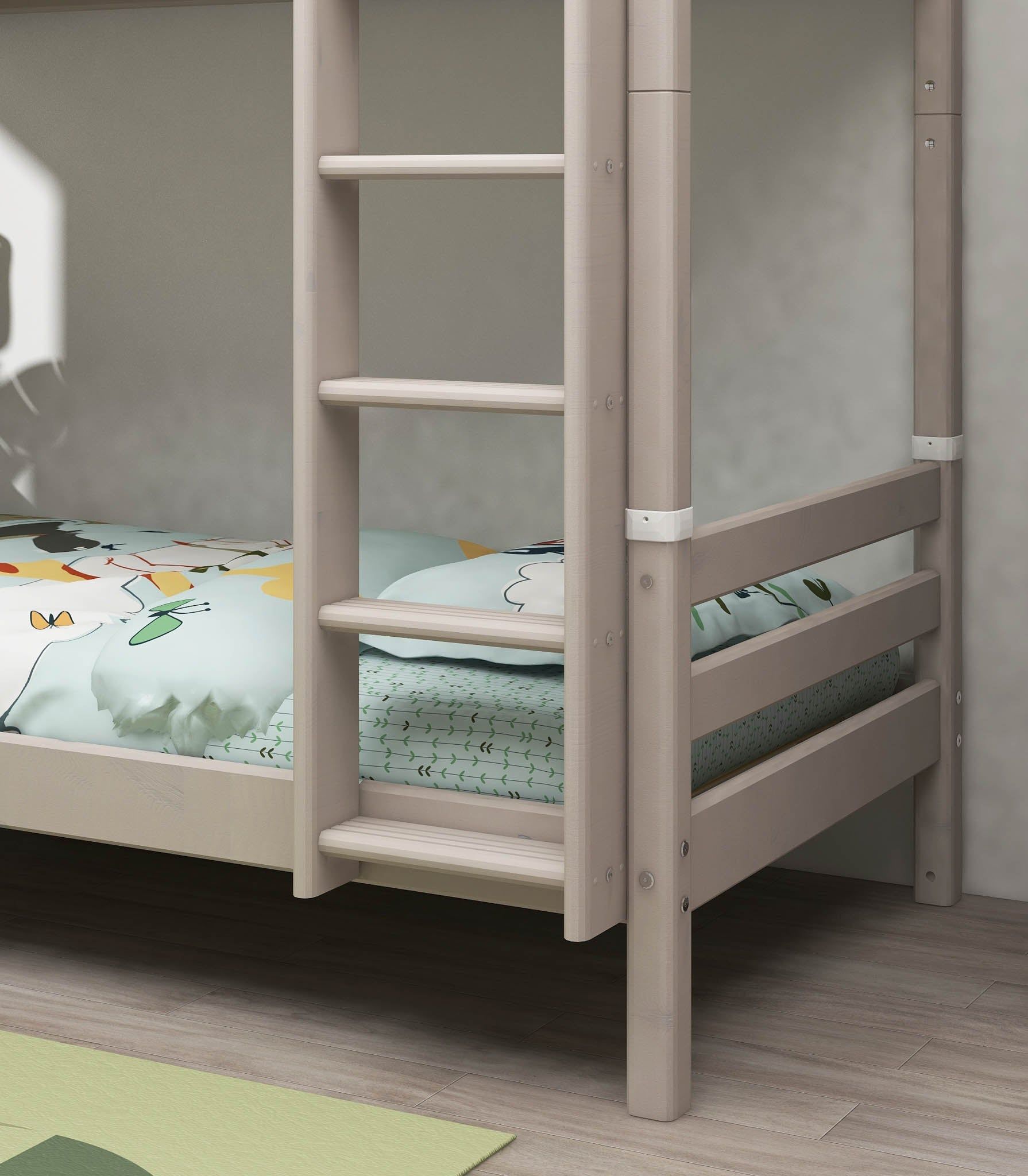 Etagenbett Leiter Holz Grau