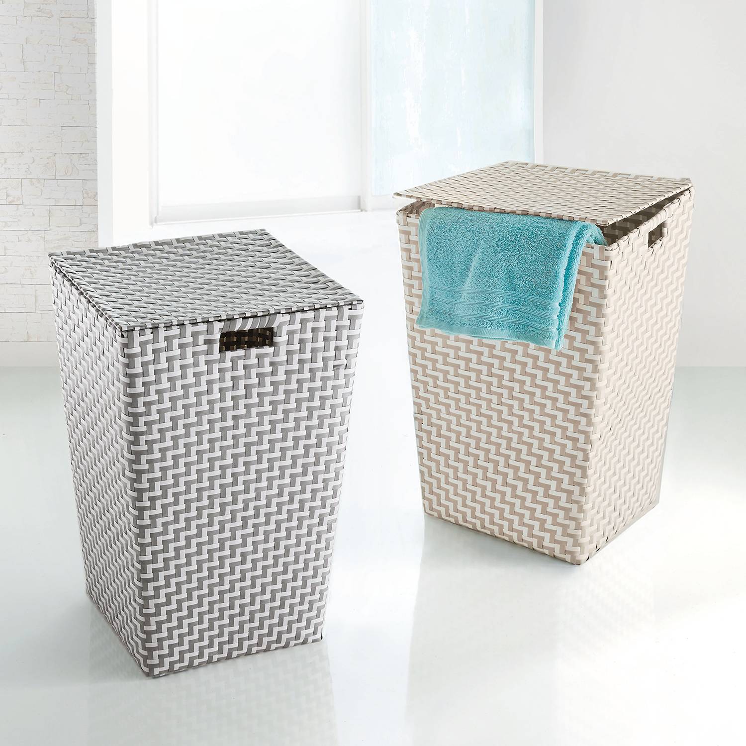 Wäschesammler Double Laundry Box Kunststoff Grau