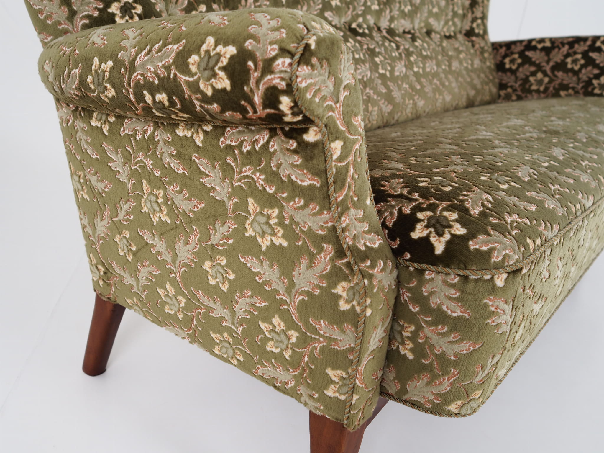 Vintage Sofa Beech wood Textile Green 1960s