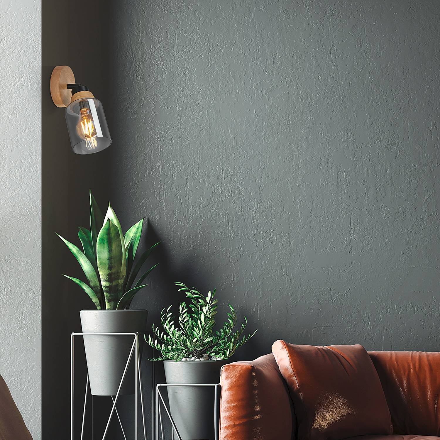 Venteira Wall Lamp Aluminum Oak Black 1-light