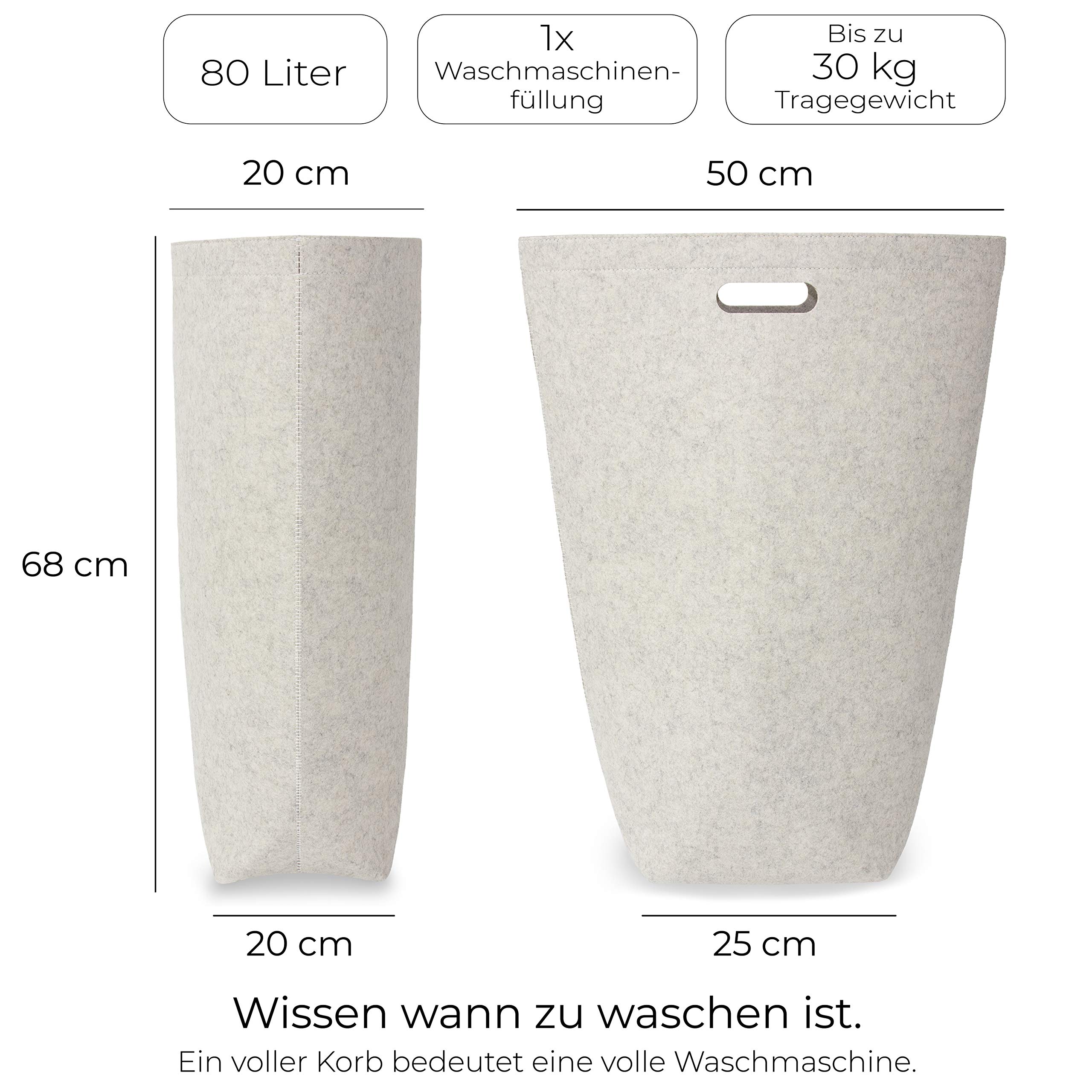 Wäschekorb Filz Beige 80 Liter