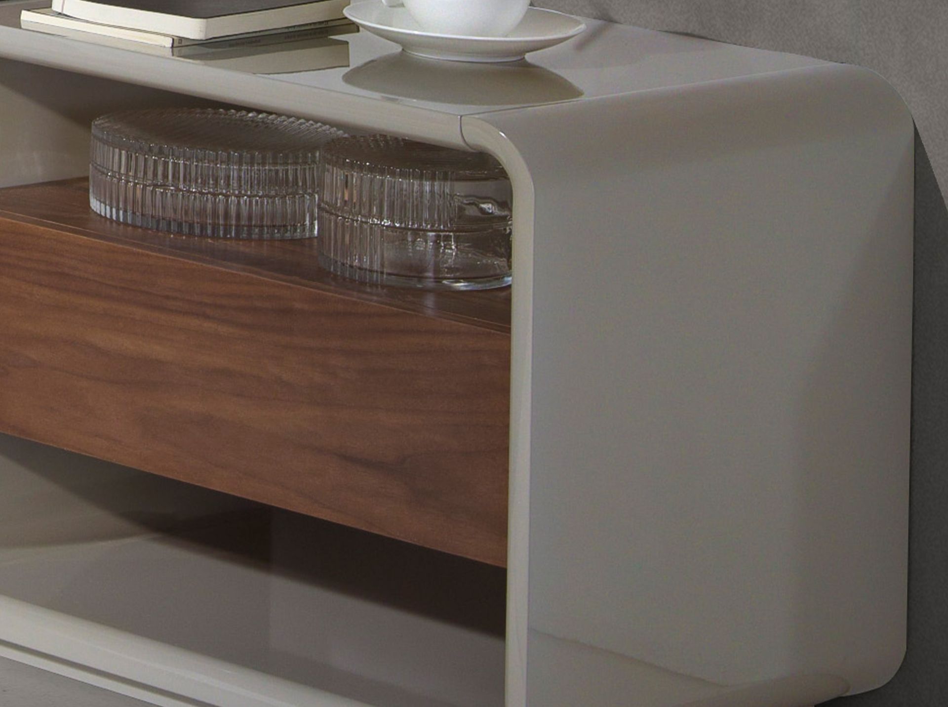 Nightstand Wood veneer Grey