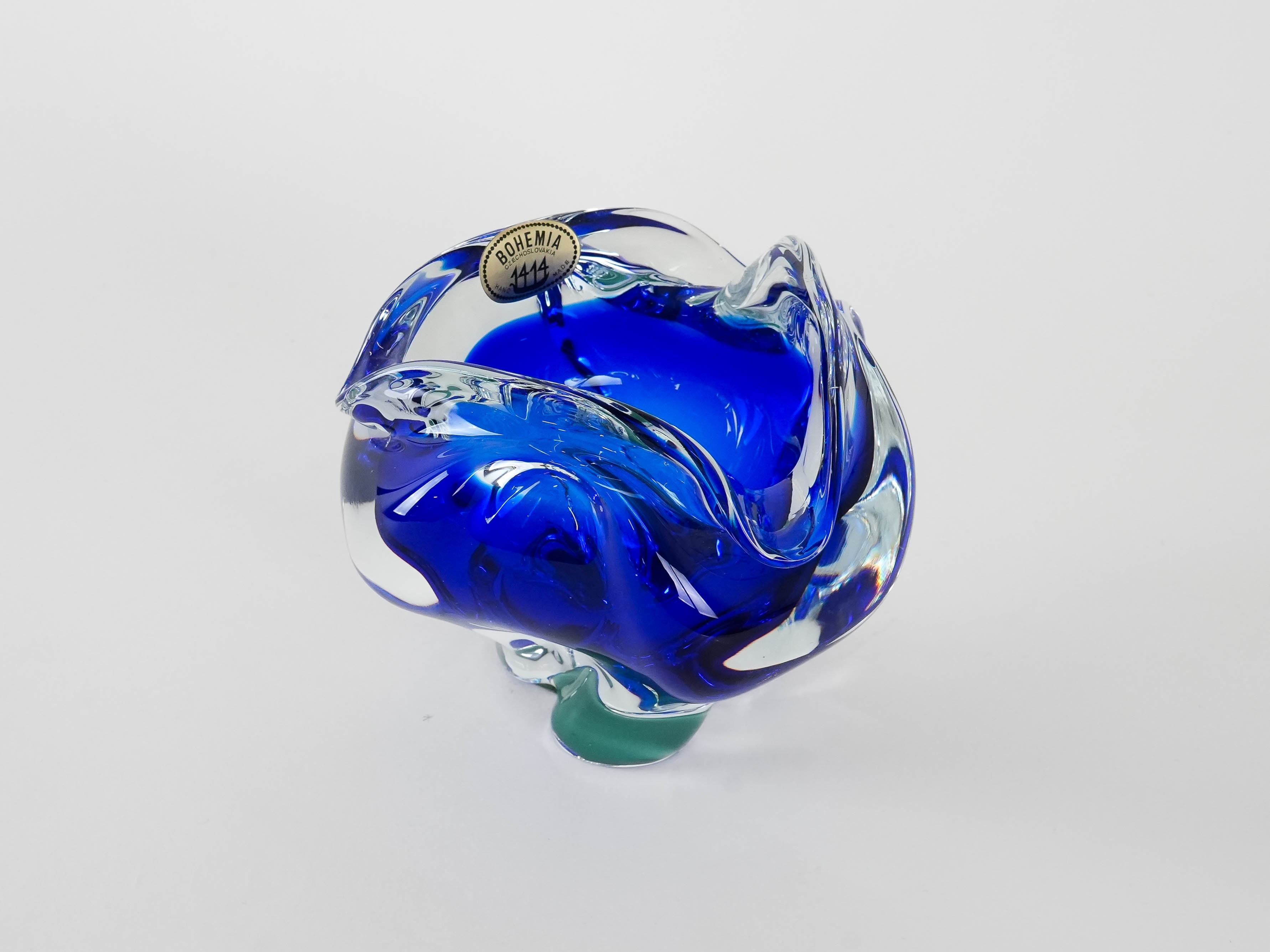 Böhmische Schale Blau Transparent 1970er Jahre