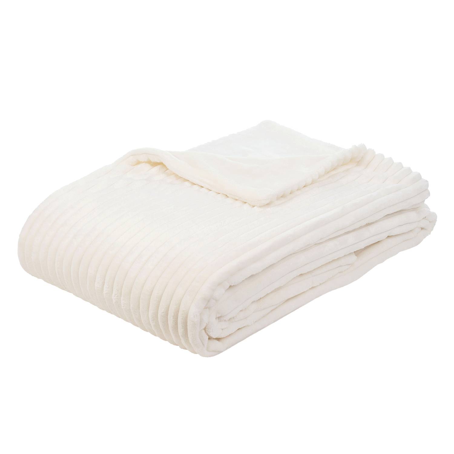 Plaid Cord Blanket Woven Fabric White